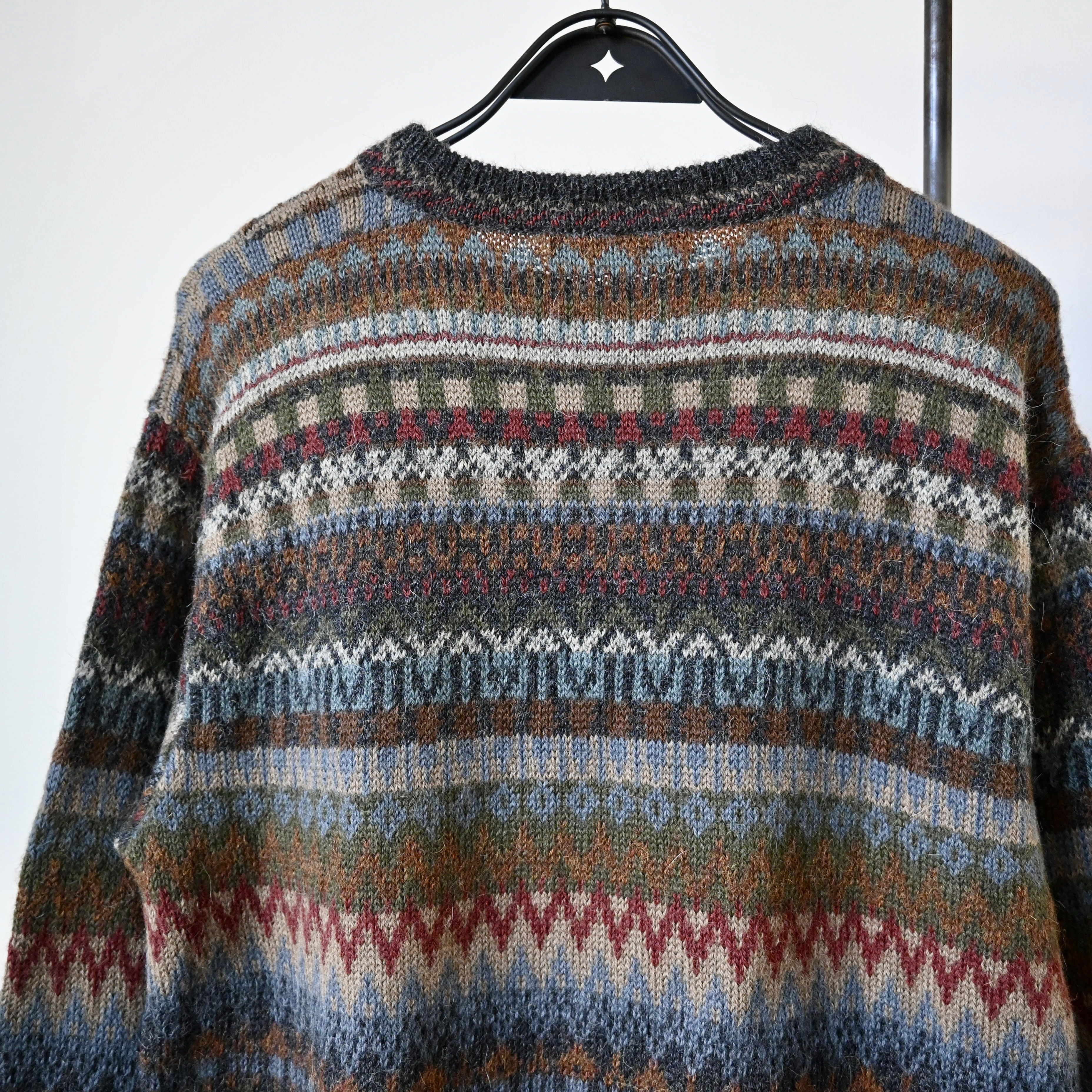 Vintage Vtg WALIKI 100% alpaca folklore striped sweater Size US L / EU 52-54 / 3 - 4 Thumbnail