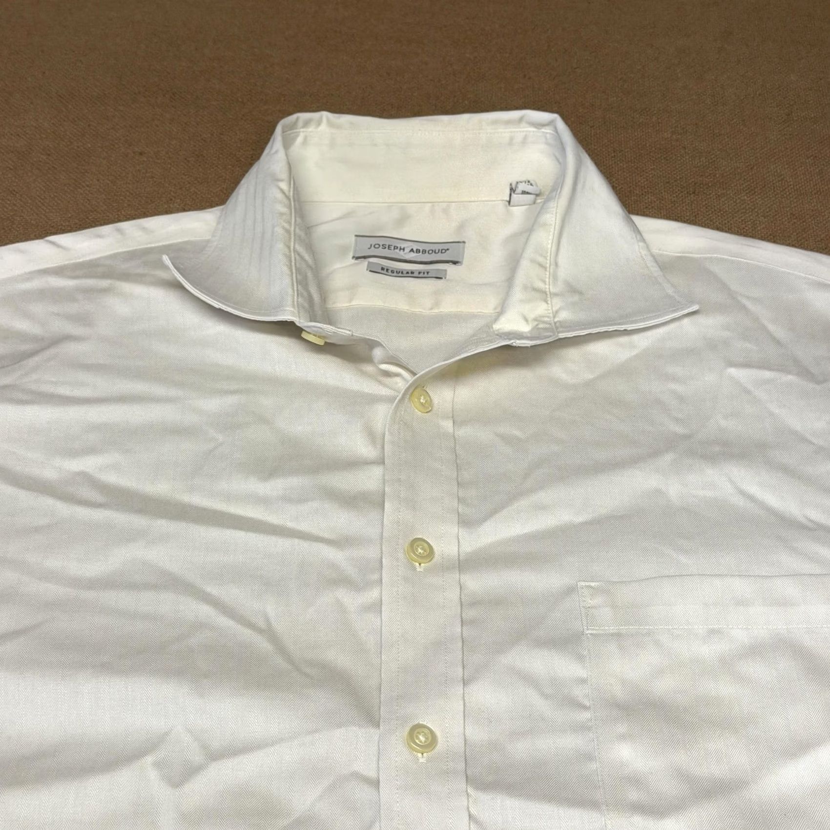 Joseph Abboud Joseph Abboud Shirt Mens 16.5 Beige Long Sleeve Non Iron Cotton Herringbone Size US XL / EU 56 / 4 - 4 Thumbnail