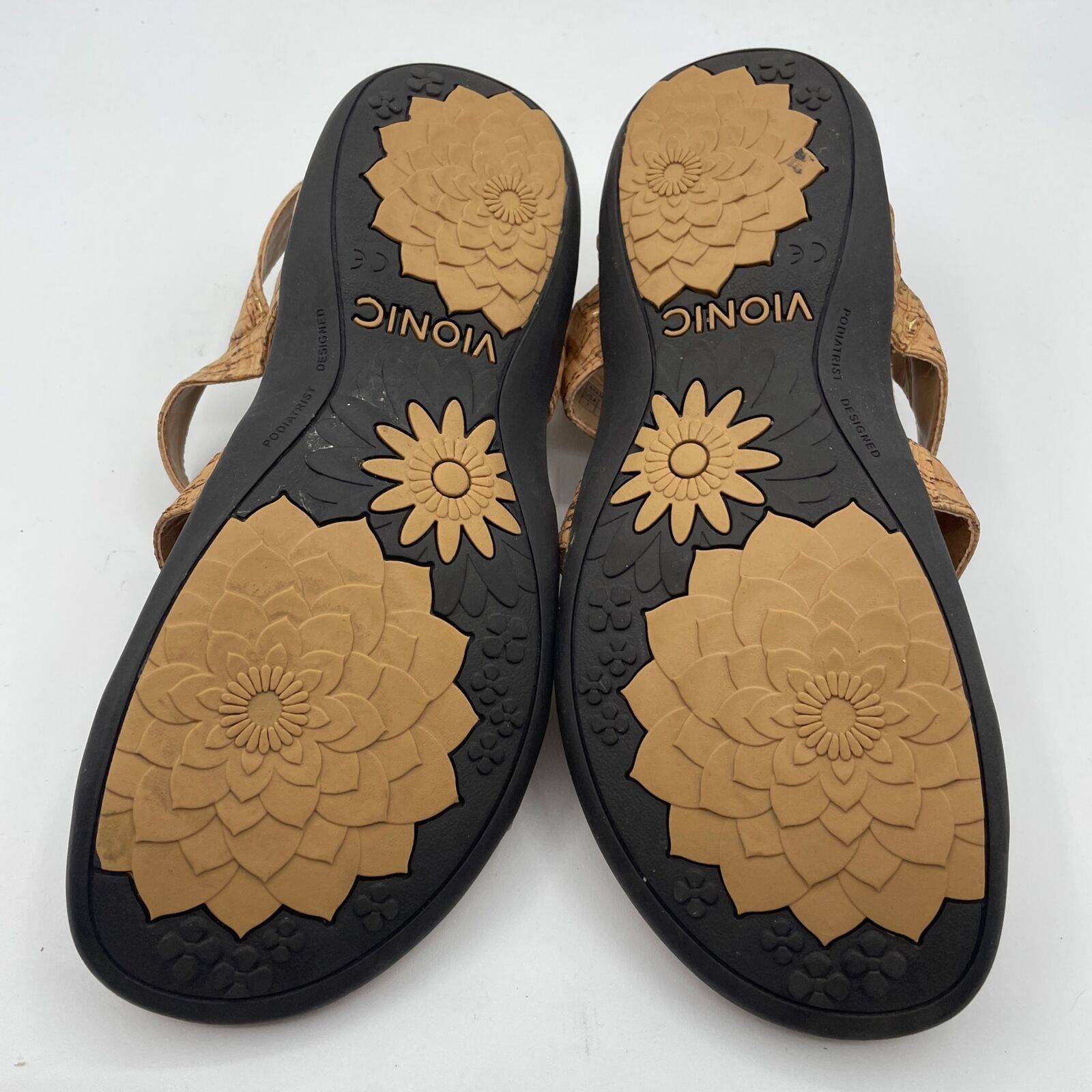 Vionic Vionic Amber 44 Sandals Orthaheel Ankle Strap Gold Cork 7 Size US 7 / IT 37 - 9 Thumbnail
