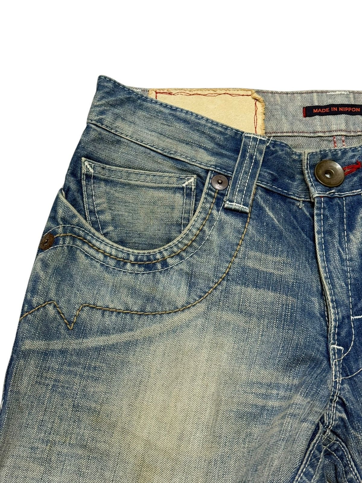 Japanese Brand Flared Jeans Blue Way Japan Acid Wash Rare Design Boot Cut Size US 30 / EU 46 - 9 Thumbnail