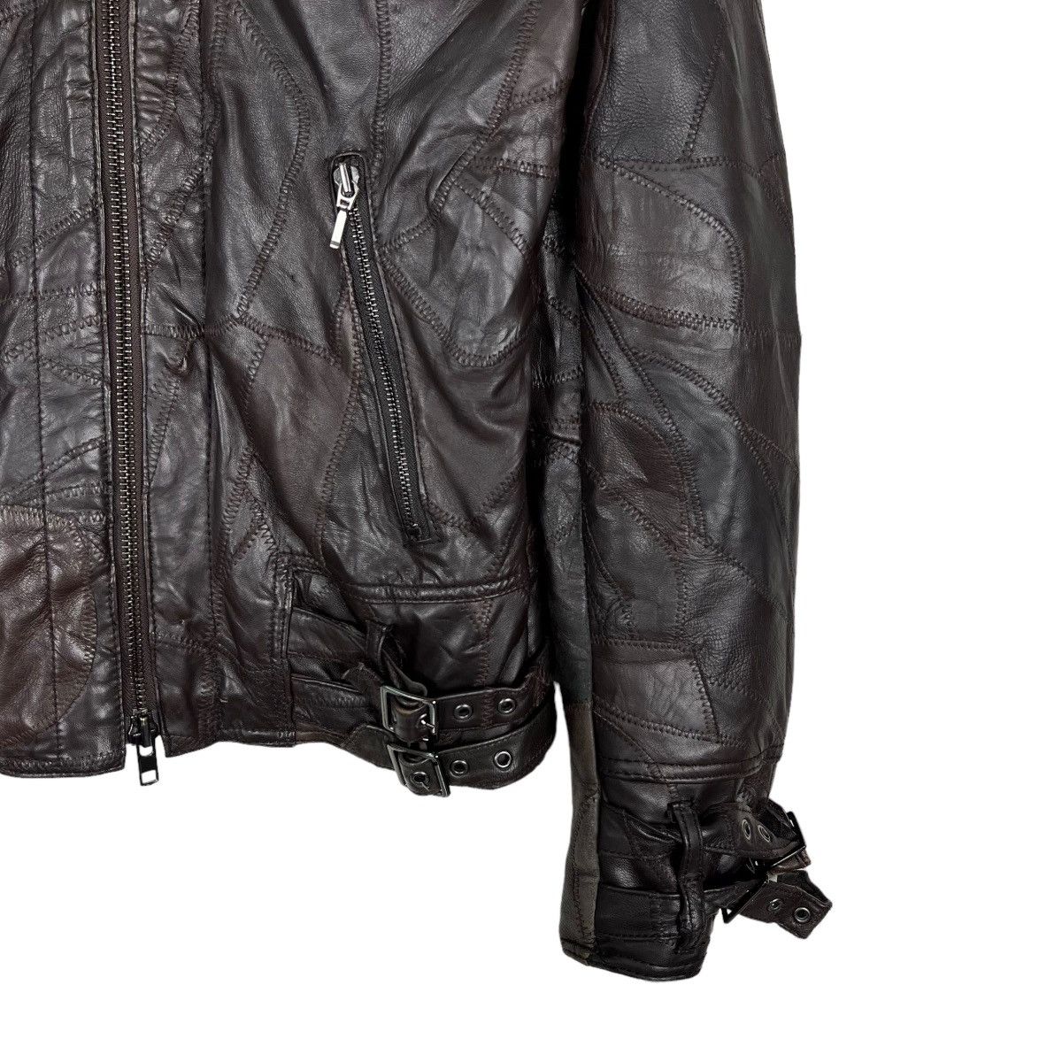 Japanese Brand 🔥 ALL THE WAY PATCHWORK SHEEPSKIN LEATHER BIKER MOTO STYLE Size US M / EU 48-50 / 2 - 8 Thumbnail