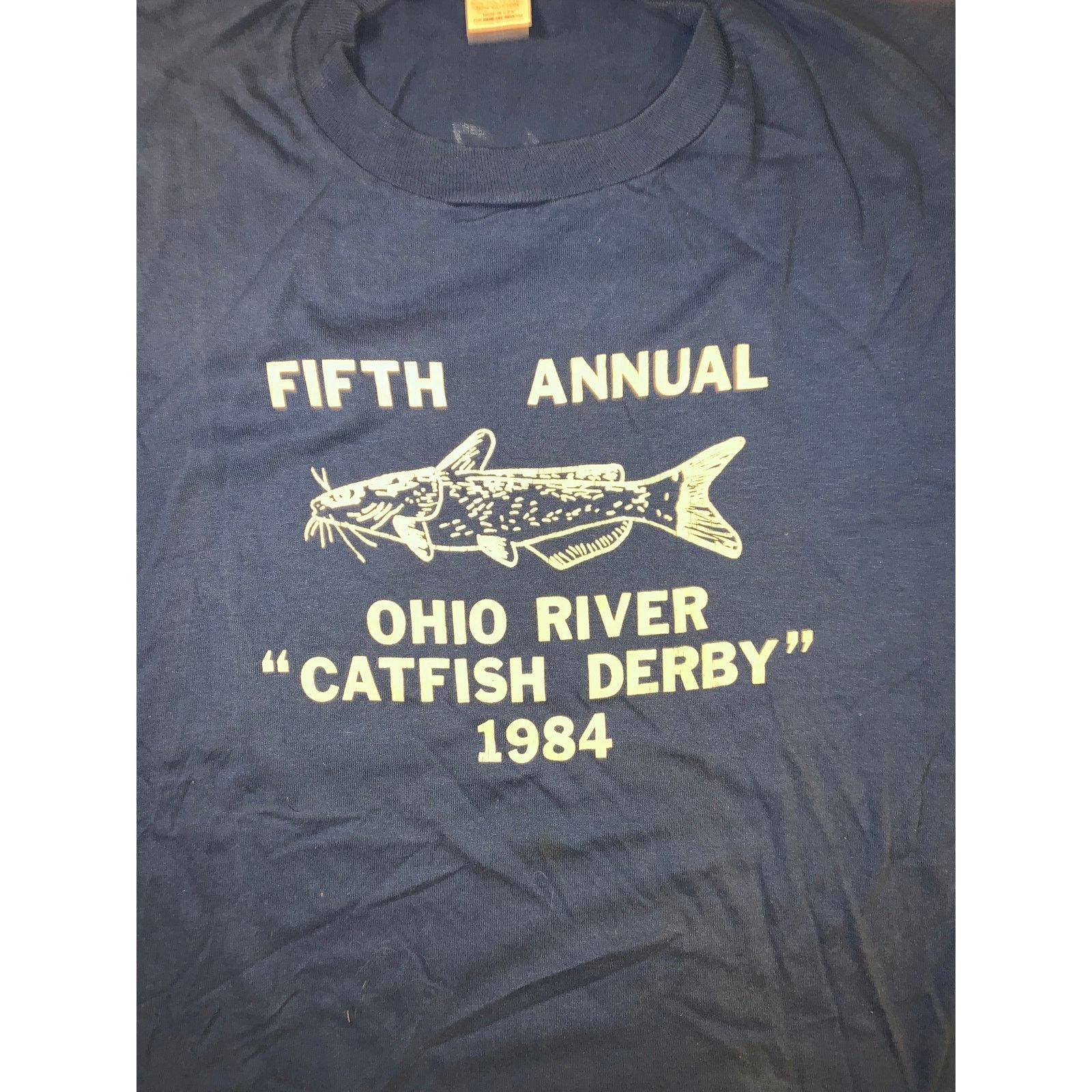 Other × Vintage Vintage 1984 Catfish Derby T Shirt XL Blue Single Stitch USA Size US L / EU 52-54 / 3 - 3 Thumbnail