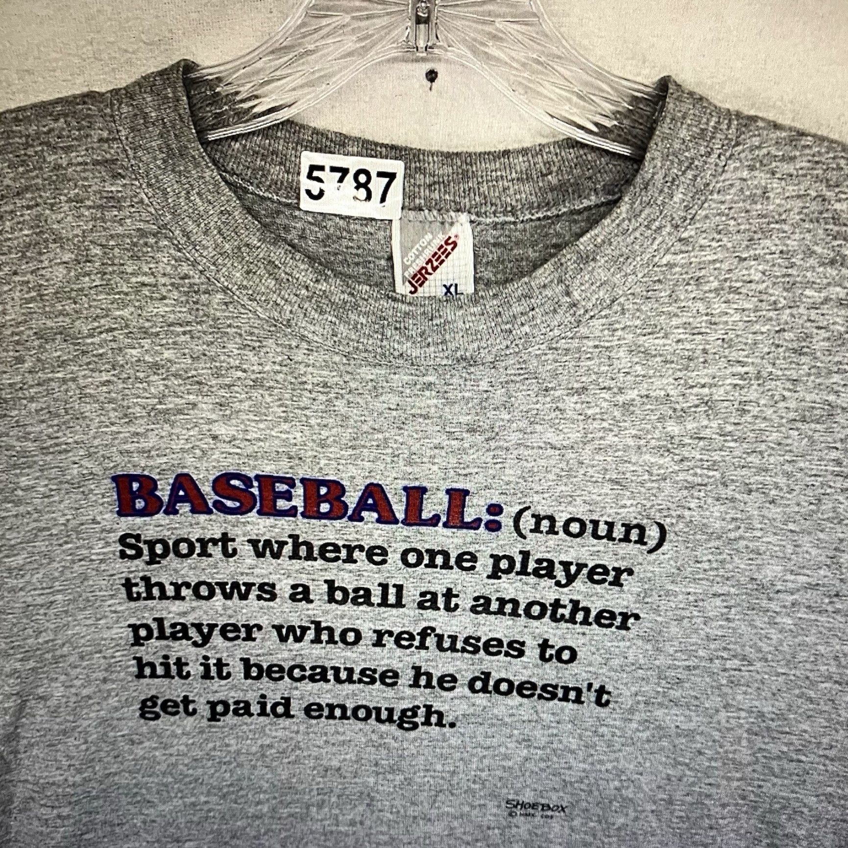 Jerzees Vintage JERZEES Baseball Humor T Shirt Men Adult Large Gray 90s Art Funny Retro Size US L / EU 52-54 / 3 - 6 Thumbnail