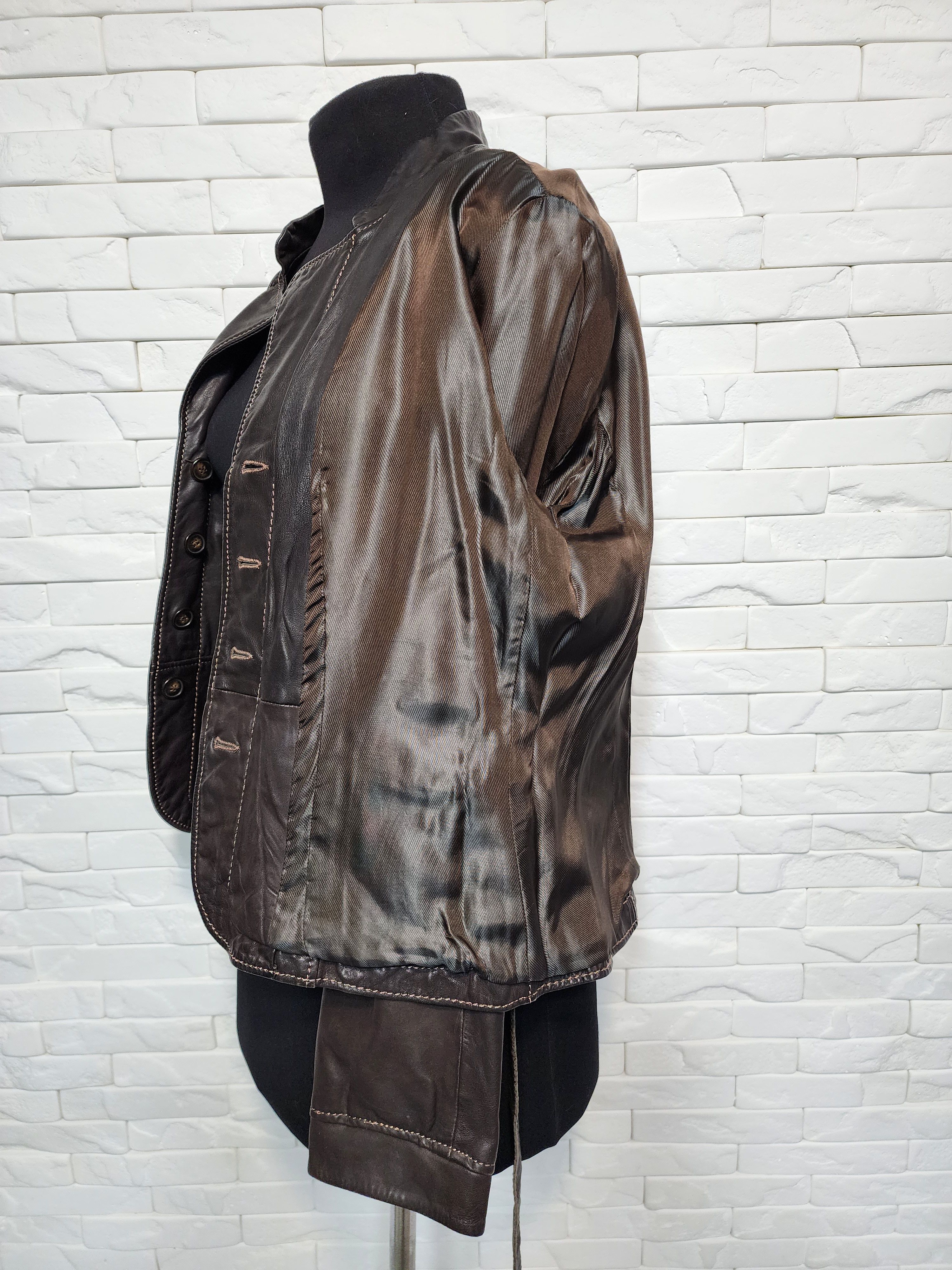 Designer Brown women's leather jacket. Size XL / US 12-14 / IT 48-50 - 10 Thumbnail