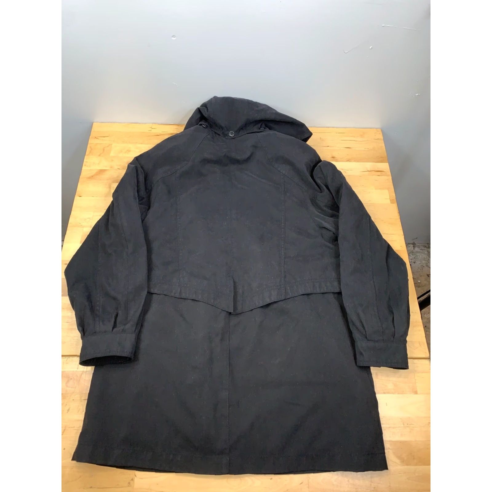 Vintage Womens Gallery Overcoat Jacket XS Black Full Zip Hooded Size XS / US 0-2 / IT 36-38 - 2 Thumbnail