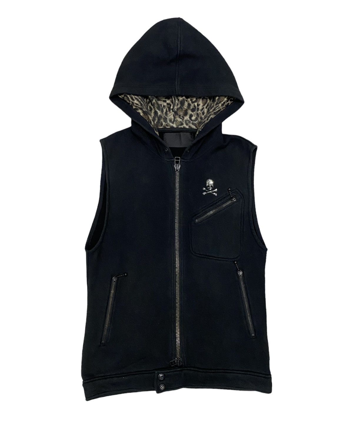 Roen 2000s Roen Swarovski skull slank pocket sleeveles hoodie Size US M / EU 48-50 / 2 - 2 Thumbnail