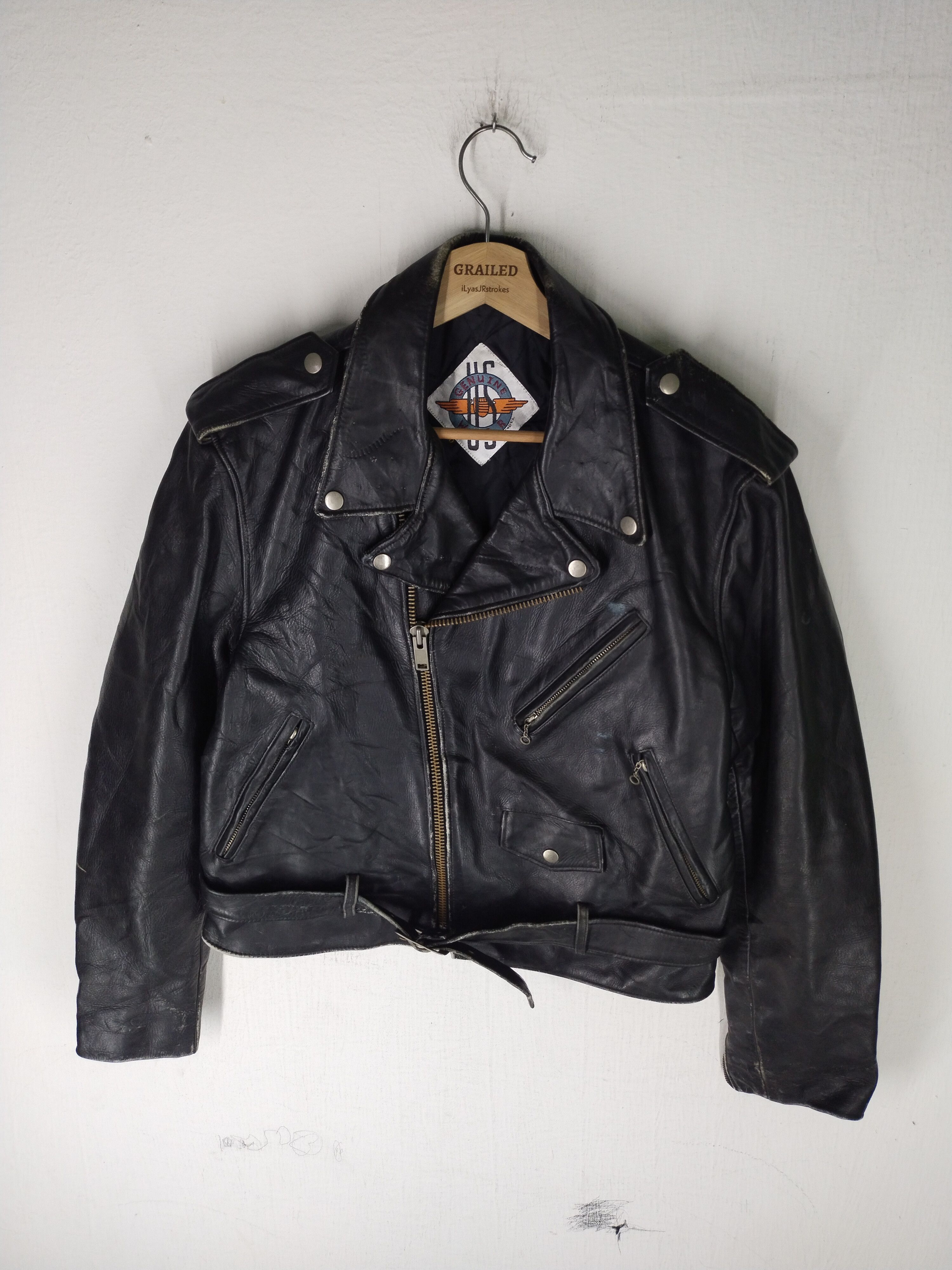 Genuine Leather Vintage Genuine Wear Double Leather Motorcycle Jacket Rare Size US M / EU 48-50 / 2 - 4 Thumbnail