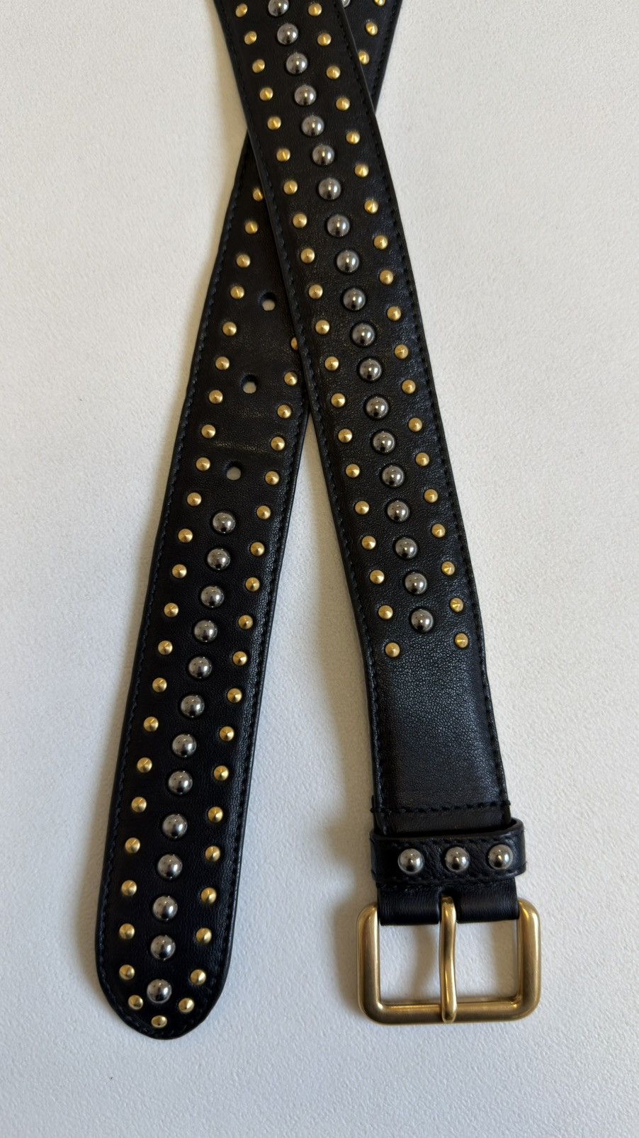 Prada Black Leather ‘Round Metal Studded’ Belt Size ONE SIZE - 10 Thumbnail