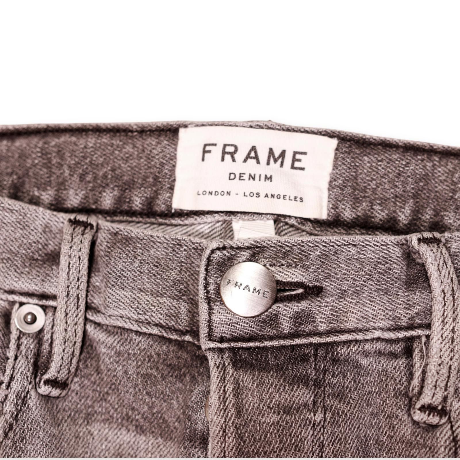 Frame FRAME Denim Button Fly Gray Black Distressed Jeans 24 Size 24" / US 00 / IT 34 - 2 Thumbnail