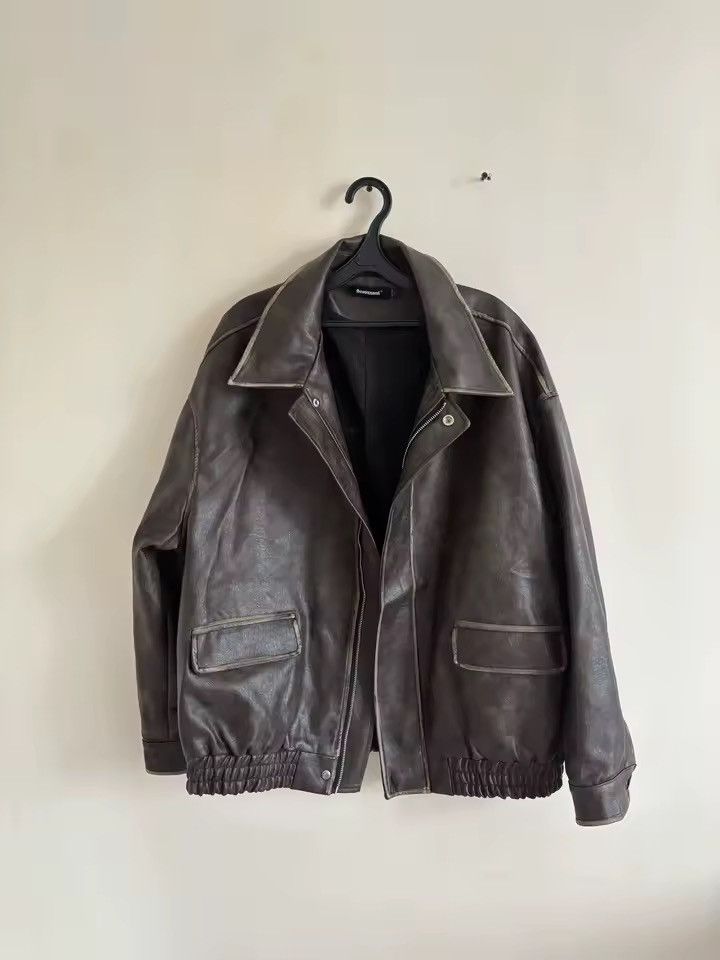 Vintage Distressed Y2k Vintage Retro Style Brown PU Leather Jacket Size M / US 6-8 / IT 42-44 - 4 Thumbnail
