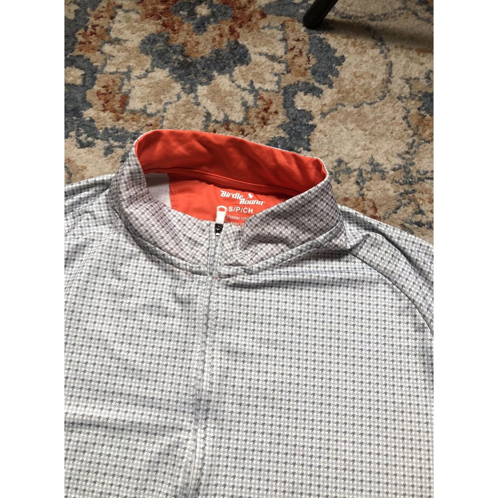 Vintage Birdie Bound Shirt Mens Small Gray Houndstooth 1/4 Zip Pullover Golf Top Lightweight Stretch Raglan Mock Neck Shirt Mens Size US S / EU 44-46 / 1 - 7 Thumbnail