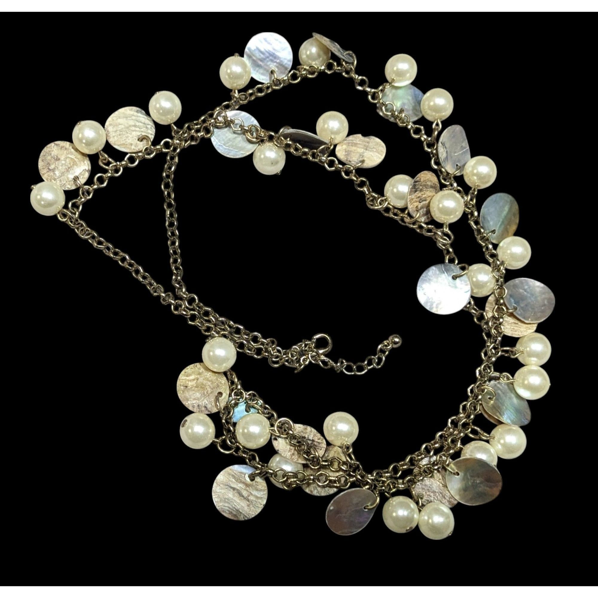 Other Bohemian Glam Faux Pearl Shell Disc Charm Necklace Size ONE SIZE - 1 Thumbnail