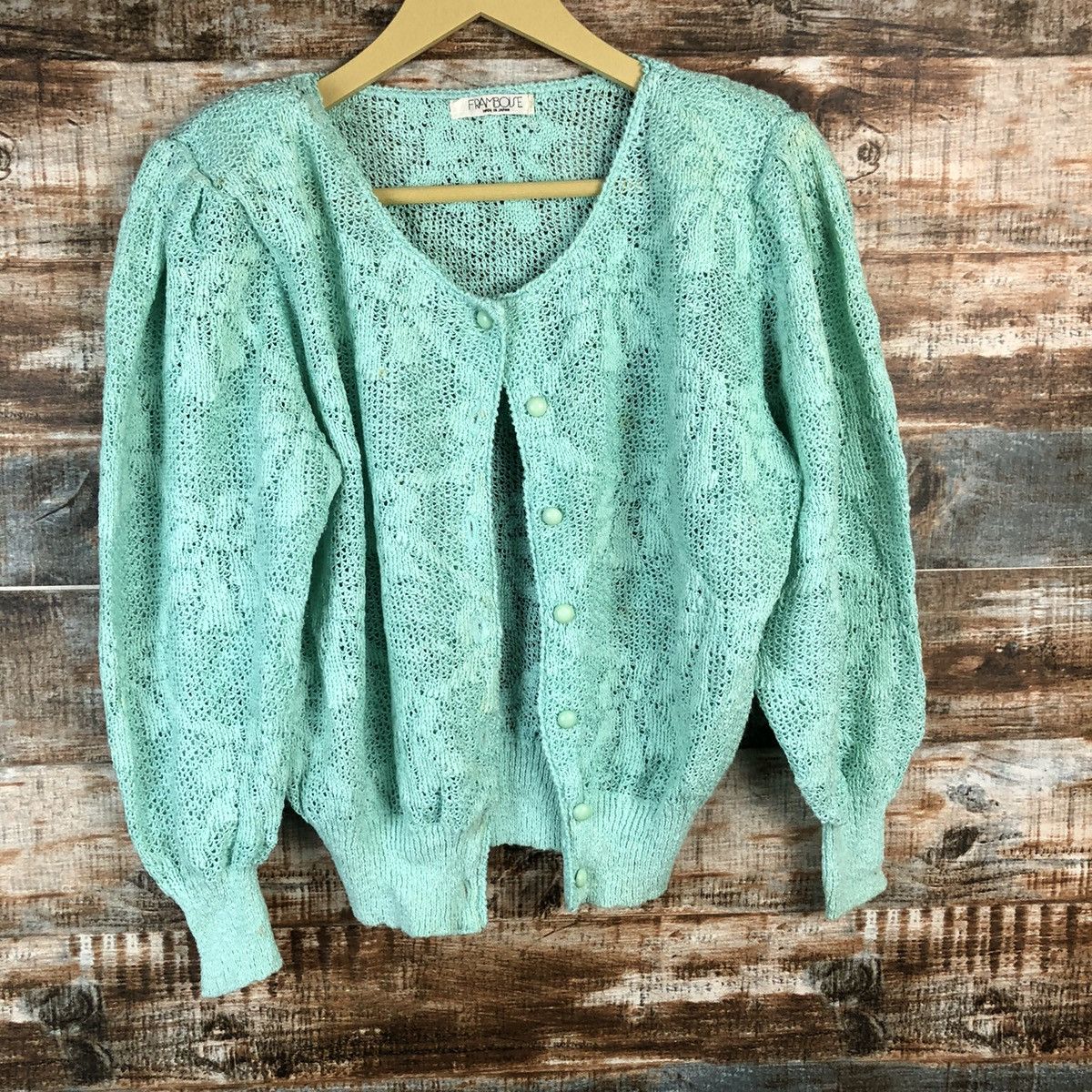Homespun Knitwear × Japanese Brand Framboise Green Cardigan Knitwear #A963 Size S / US 4 / IT 40 - 3 Thumbnail