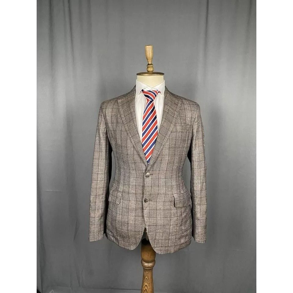 Hackett MINT! Hackett Men's Brown Wool Silk Linen Blazer Sportcoat J Size 52R - 3 Thumbnail