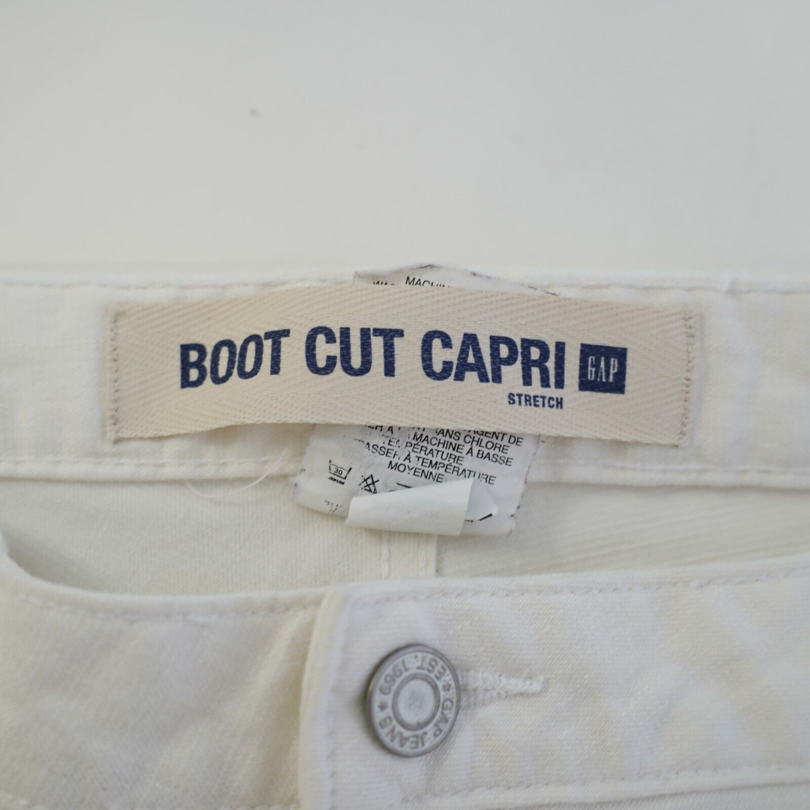 Gap Gap White Denim Boot Cut Capri Stretch Jeans 32/18 Mid Rise Size 32" / US 10 / IT 46 - 4 Thumbnail