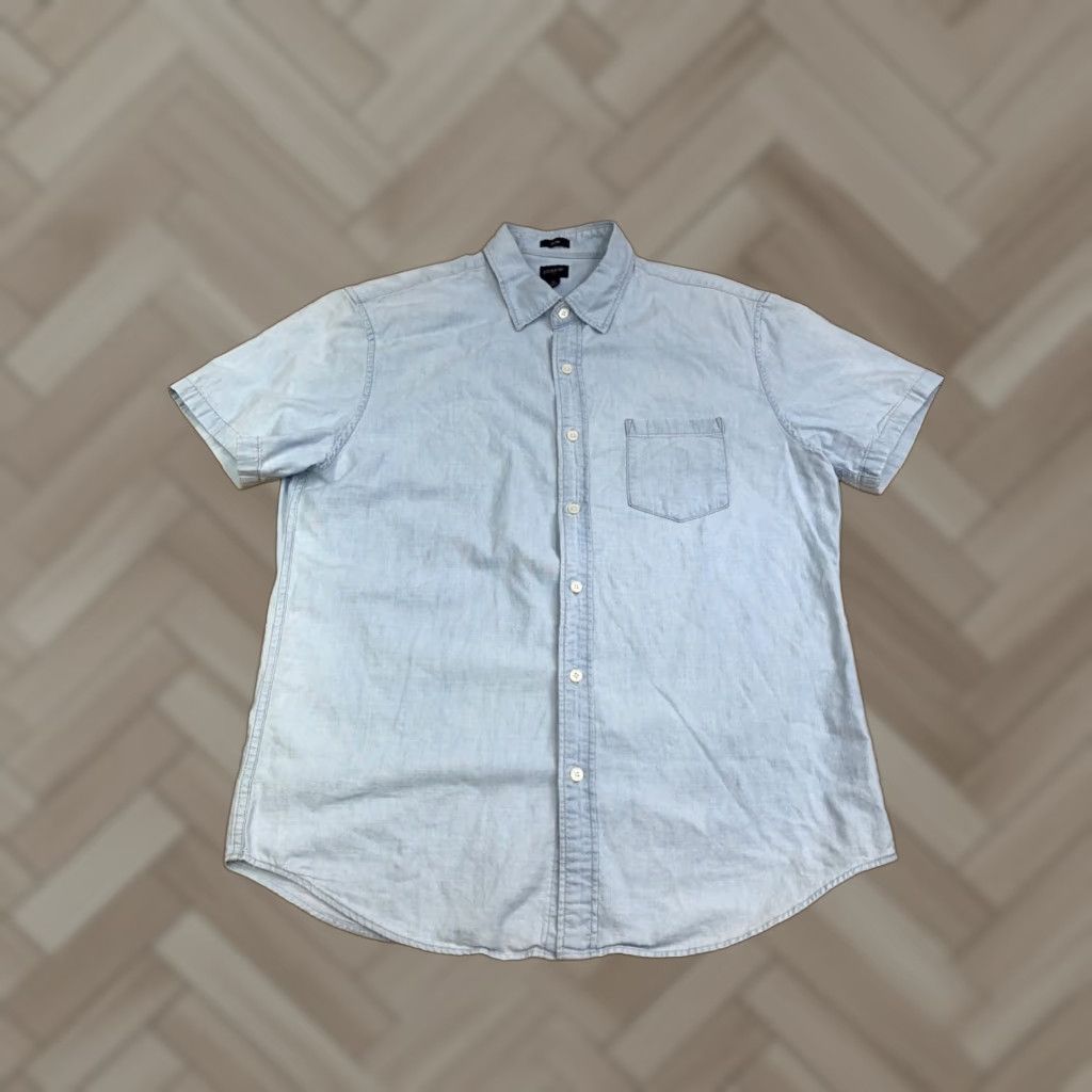 J.Crew J. Crew Linen Blend Button-Up Shirt Men L Blue Slim Short Sleeve Casual Shirt Size US L / EU 52-54 / 3 - 1 Thumbnail