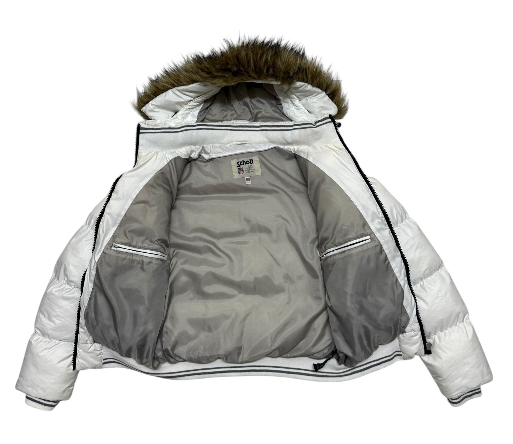 Schott Schott Puffer Down Shearling Hoodie Bomber Jacket Size US M / EU 48-50 / 2 - 11 Thumbnail