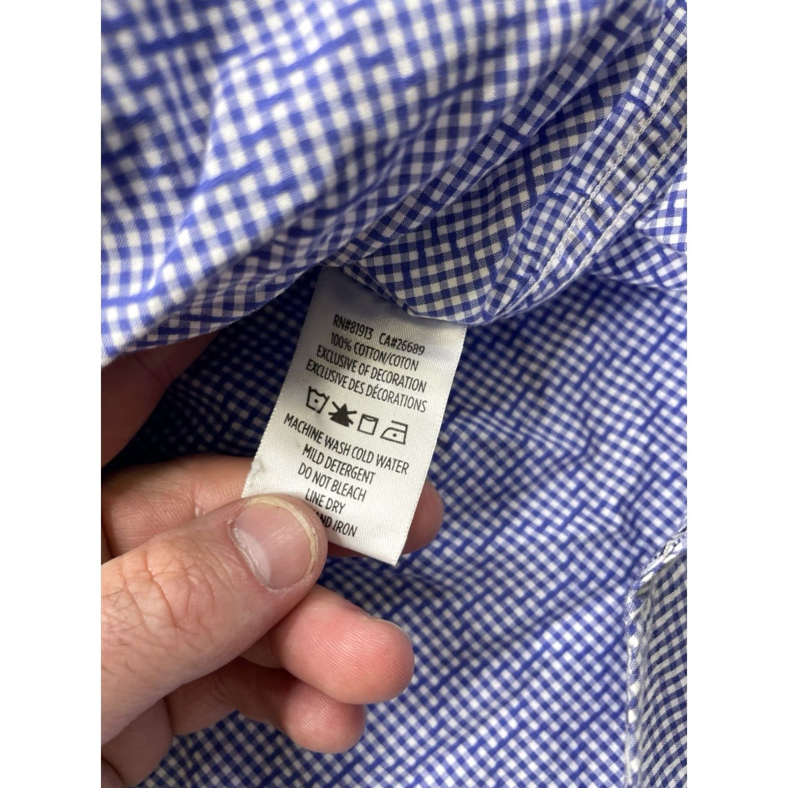 Robert Graham Robert Graham Shirt Button-Up Mens Regular Size M Blue Cotton Gingham Check Long Sleeve Button Cuffs Inside Collar Pockets Classic Designer Size US M / EU 48-50 / 2 - 5 Thumbnail