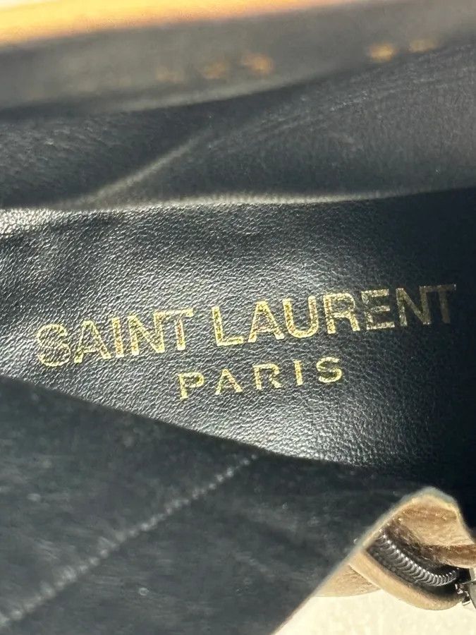 Saint Laurent Paris Saint Laurent Gold Leather Ruched Block Heel Bootie Size US 8 / IT 38 - 16 Thumbnail