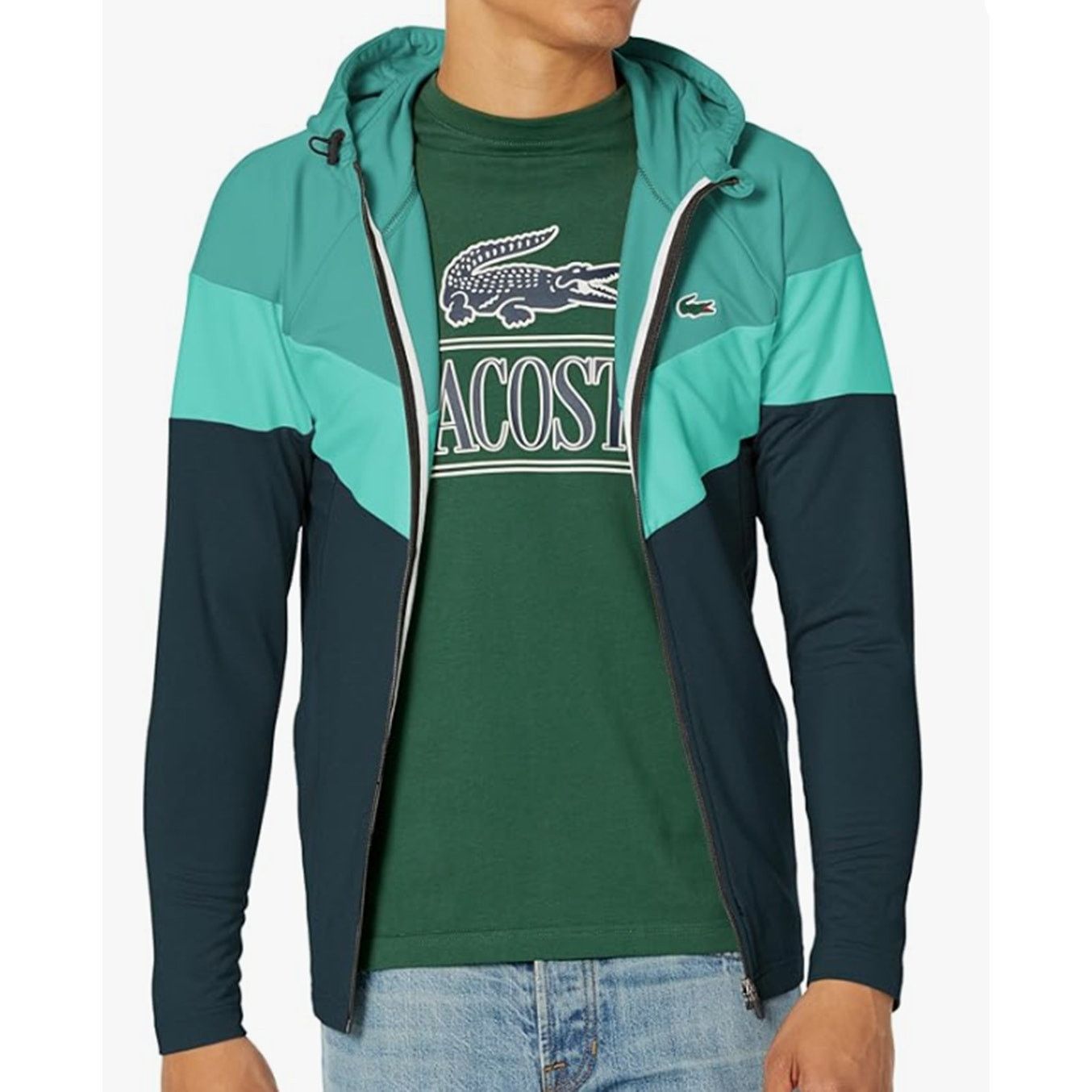 Lacoste Lacoste Men's Colorblock Zip Up Hooded Sweatshirt 3XL Size US XXL / EU 58 / 5 - 1 Thumbnail