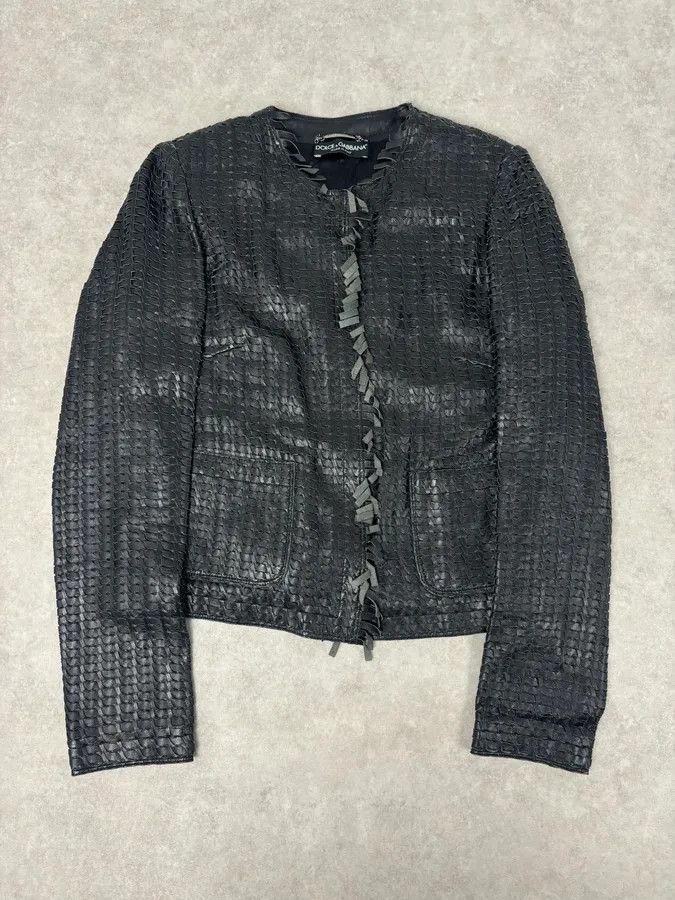 Dolce & Gabbana 2010s Dolce & Gabbana Black Leather Perfored Jacket Size M / US 6-8 / IT 42-44 - 1 Thumbnail