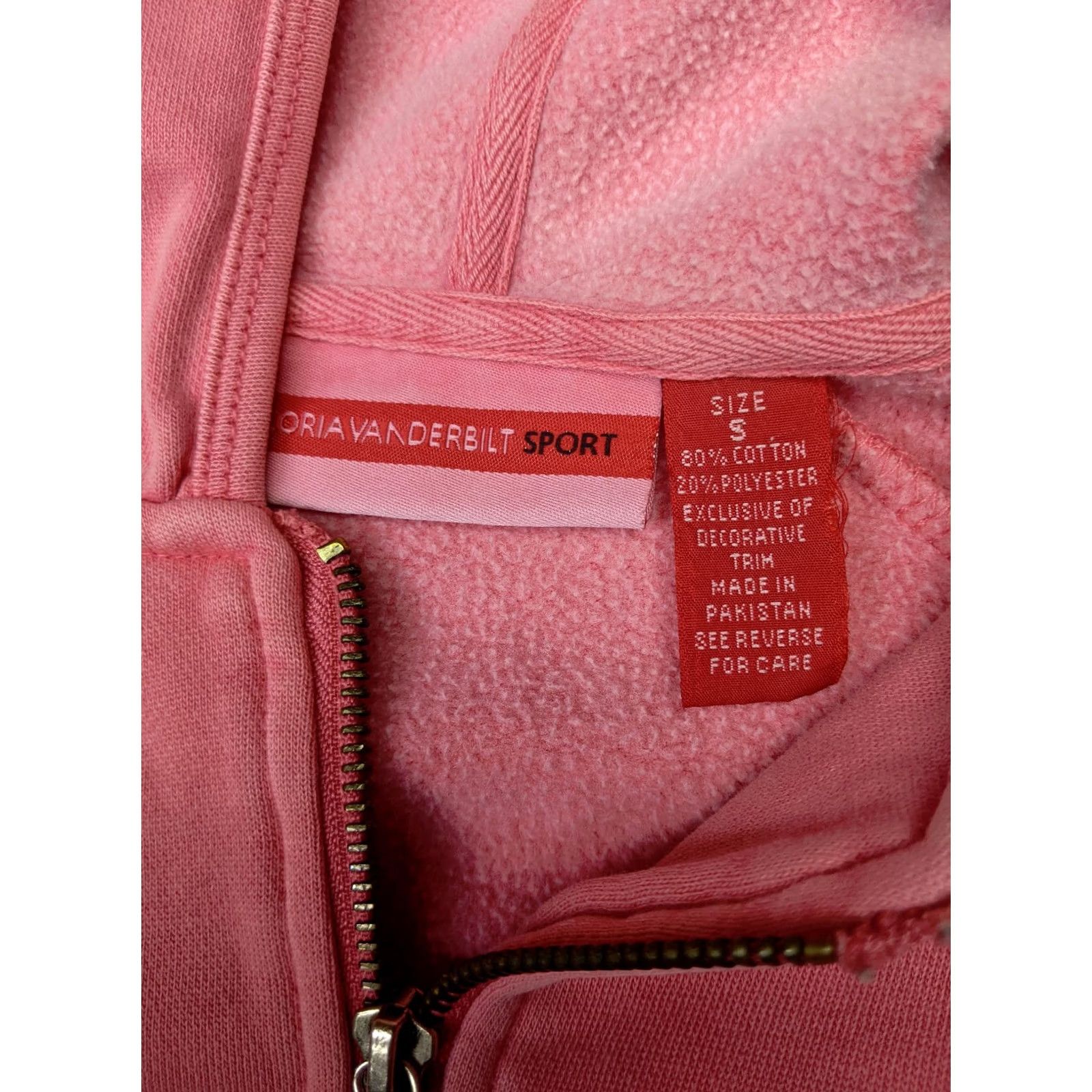Gloria Vanderbilt Gloria Vanderbilt Sport Womens S Pink Full Zip Track Jacket Pocket Hoodie Jacket Size S / US 4 / IT 40 - 4 Thumbnail