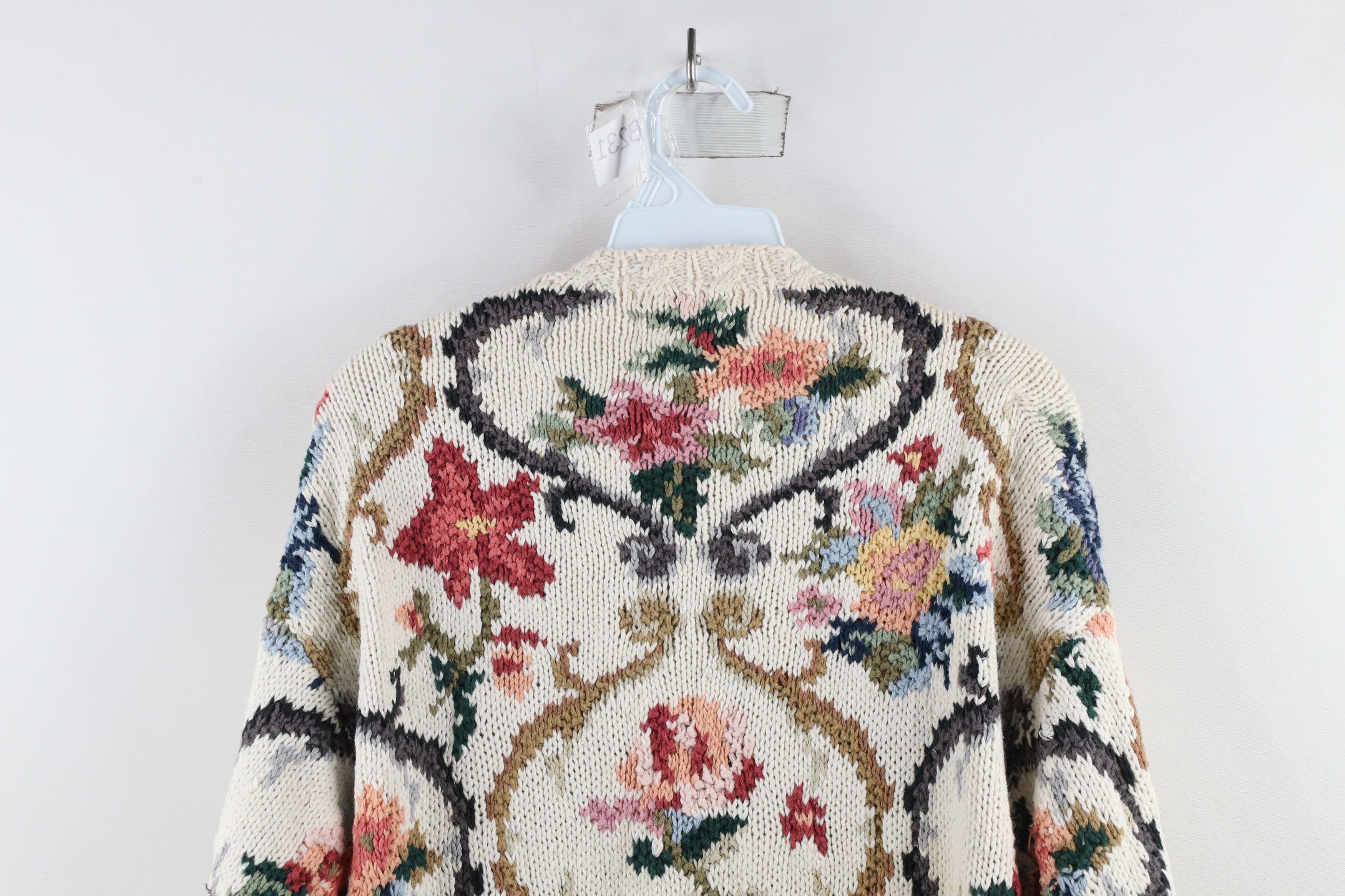 Vintage Vintage 90s Country Primitive Knit Flower Floral Sweater Size M / US 6-8 / IT 42-44 - 10 Thumbnail
