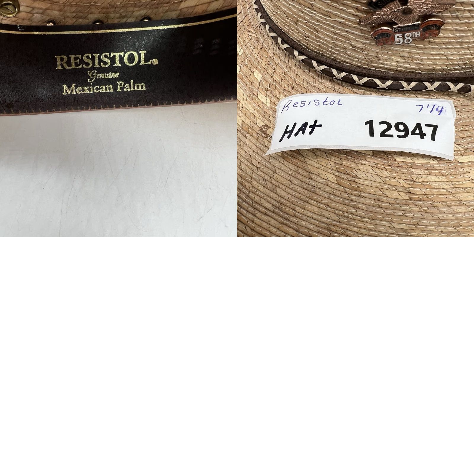 Vintage RESISTOL Cowboy Hat Brown Natural Size 7-1/4 Woven Palm Mens Western Casual Size ONE SIZE - 8 Thumbnail