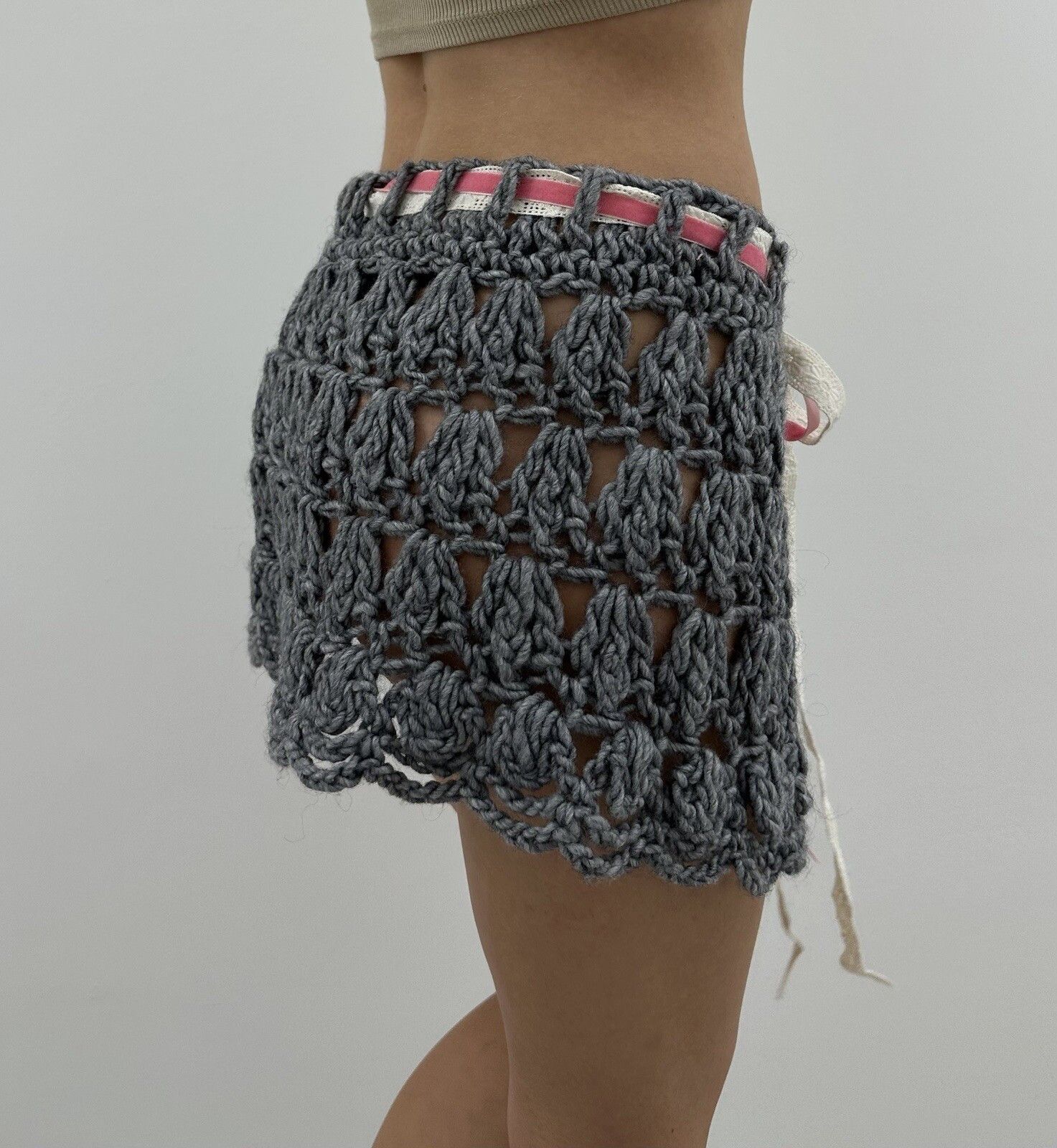 Free People Free People Crochet Mini Wool Brent Skirt Gray Coquette y2k Size 30" / US 8 / IT 44 - 7 Thumbnail