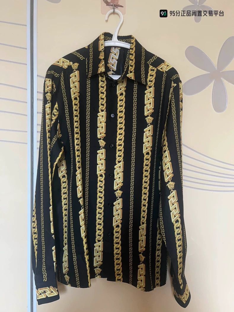 Versace Versace Striped all-over printed single-breasted silk with Size US S / EU 44-46 / 1 - 1 Thumbnail