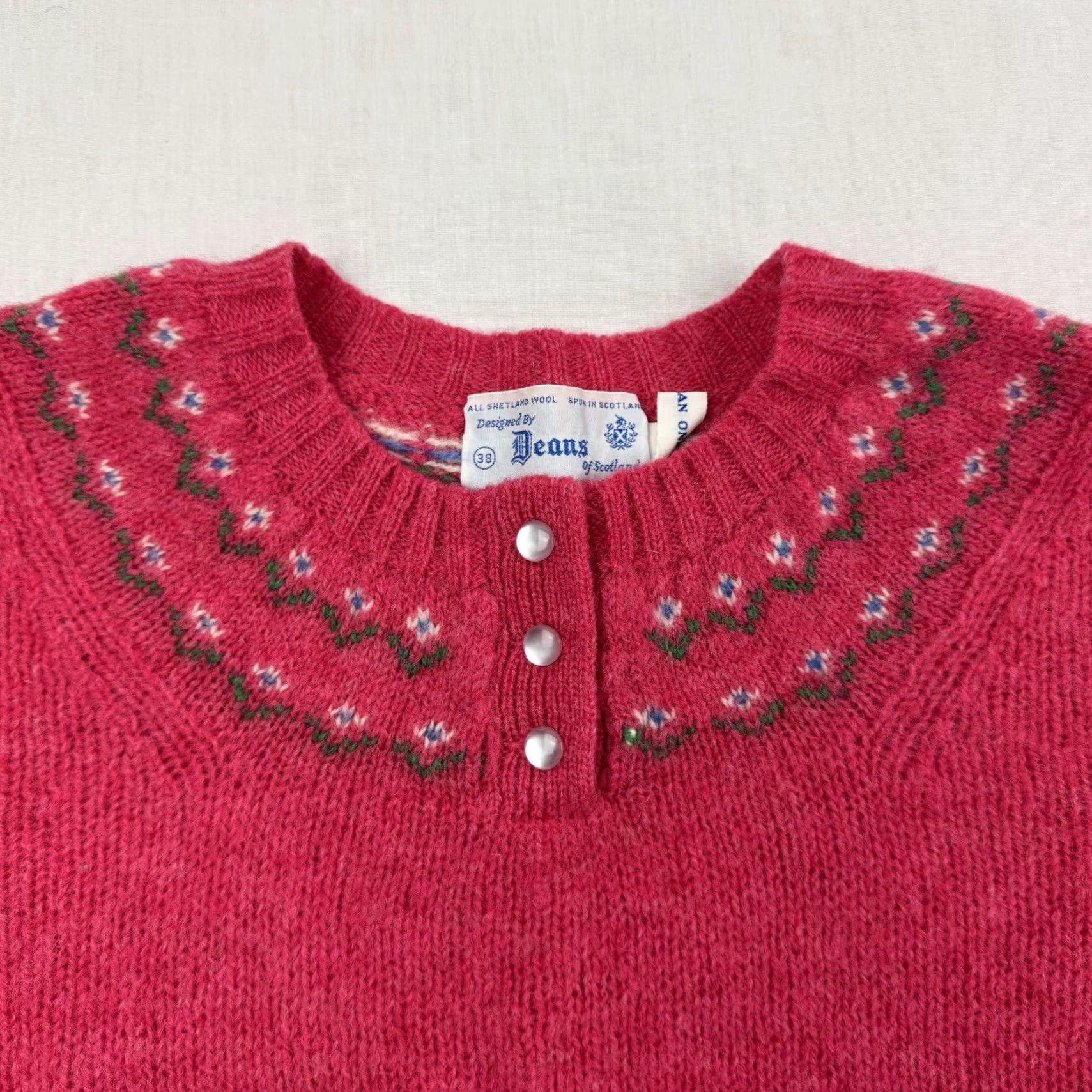 Pinko VINTAGE Deans Of Scotland Sweater Womens 38 Pink 1970s 100% Wool Shetland Size S / US 4 / IT 40 - 3 Thumbnail