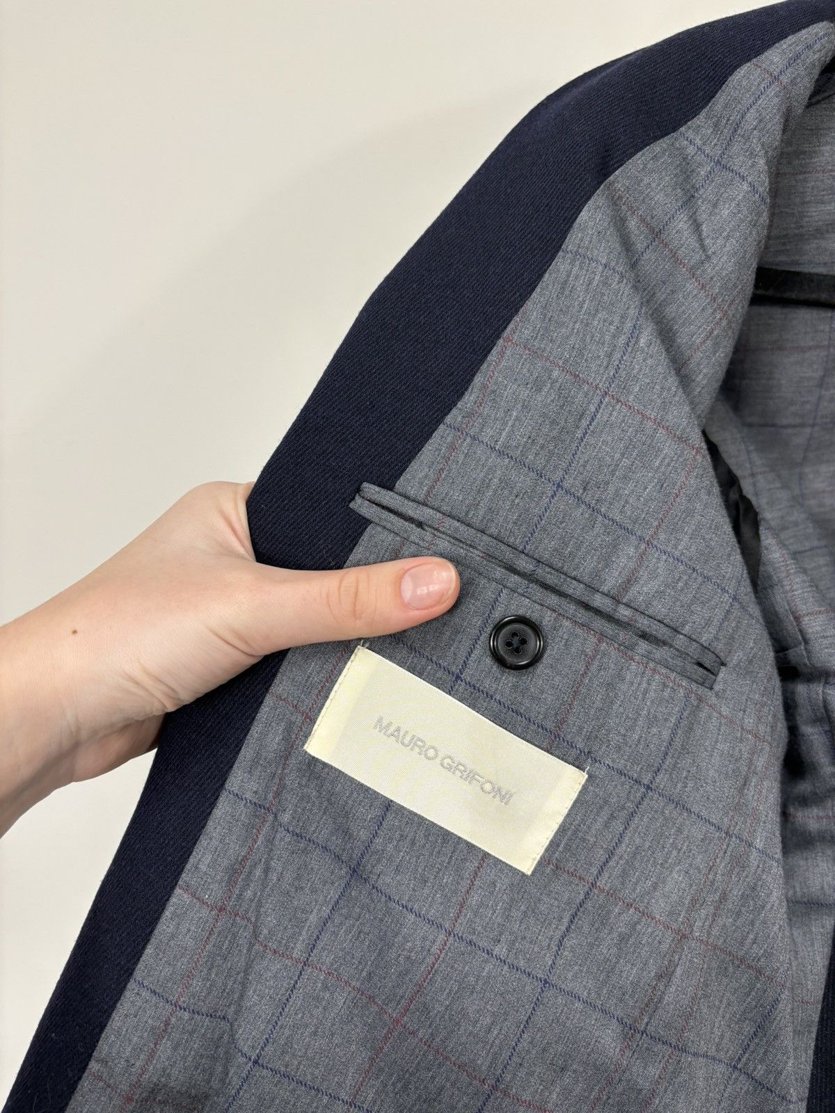 Grifoni Mauro Grifoni Men’s Navy Blue Wool Blend Blazer Jacket Size 40R - 13 Thumbnail