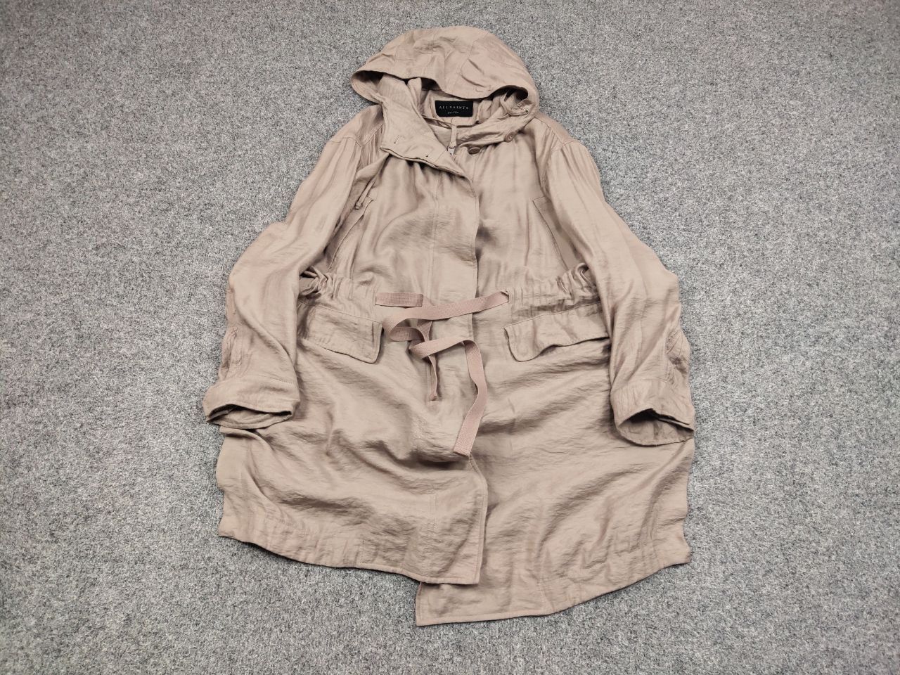 Allsaints All Saints Kinsley Parka Hooded Zip Up Tan Jacket Coat Size M / US 6-8 / IT 42-44 - 2 Thumbnail