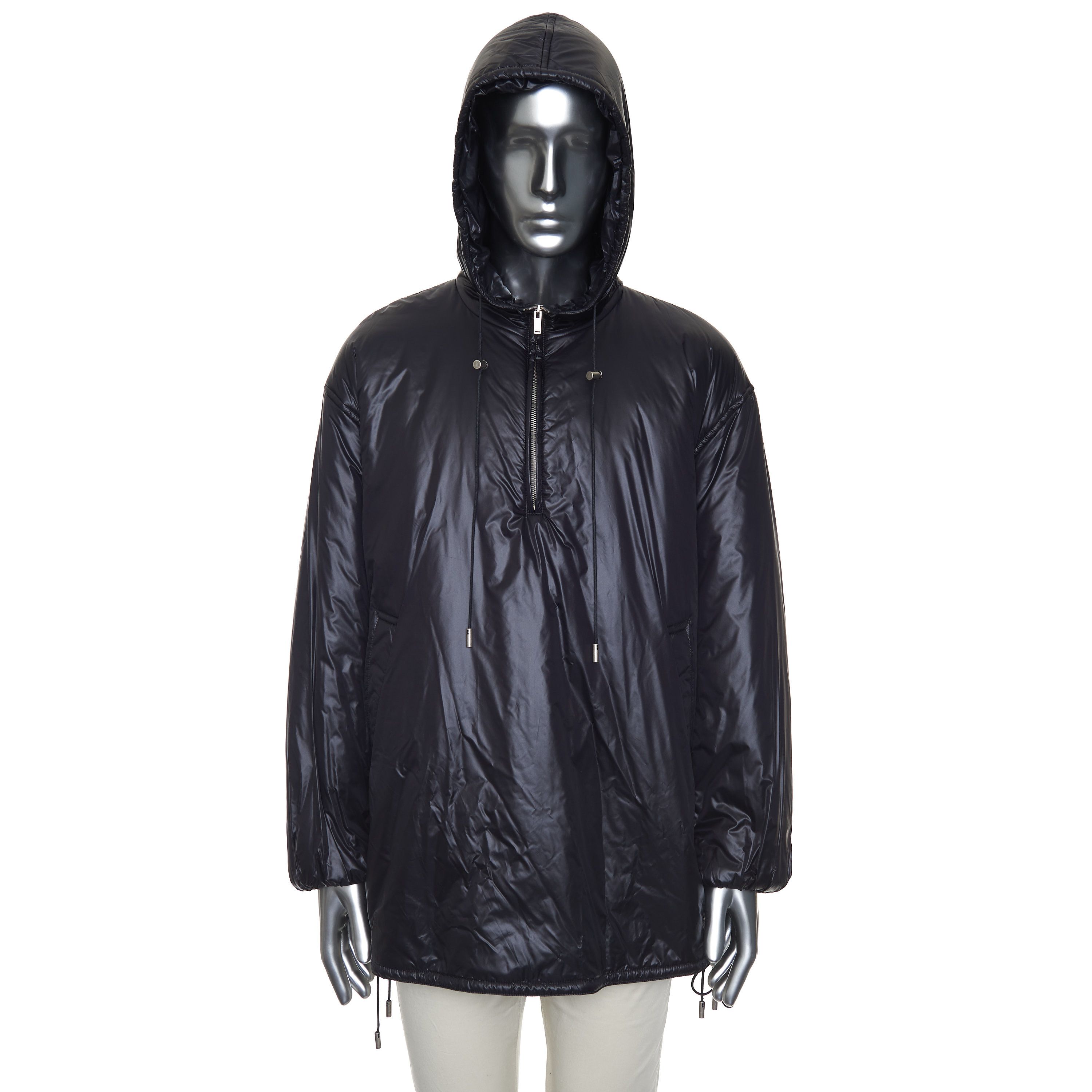 Saint Laurent Paris Hooded Anorak Jacket In Black Nylon With YSL Embroidery Size US S / EU 44-46 / 1 - 10 Thumbnail