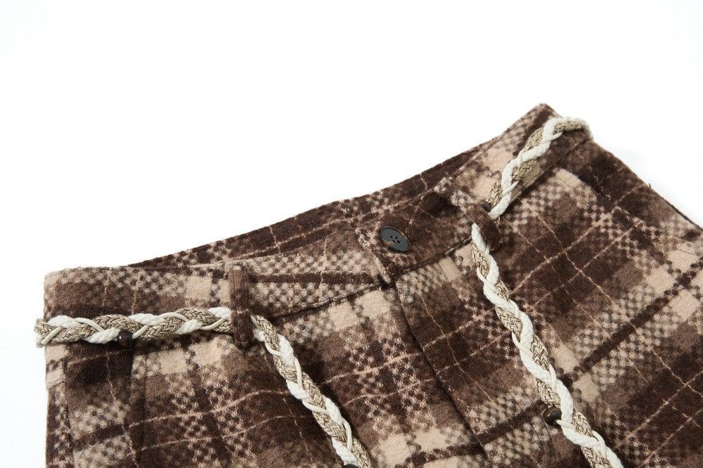 Vintage Men's loose wide-leg drawstring plaid casual loose trousers Size US 32 / EU 48 - 3 Thumbnail