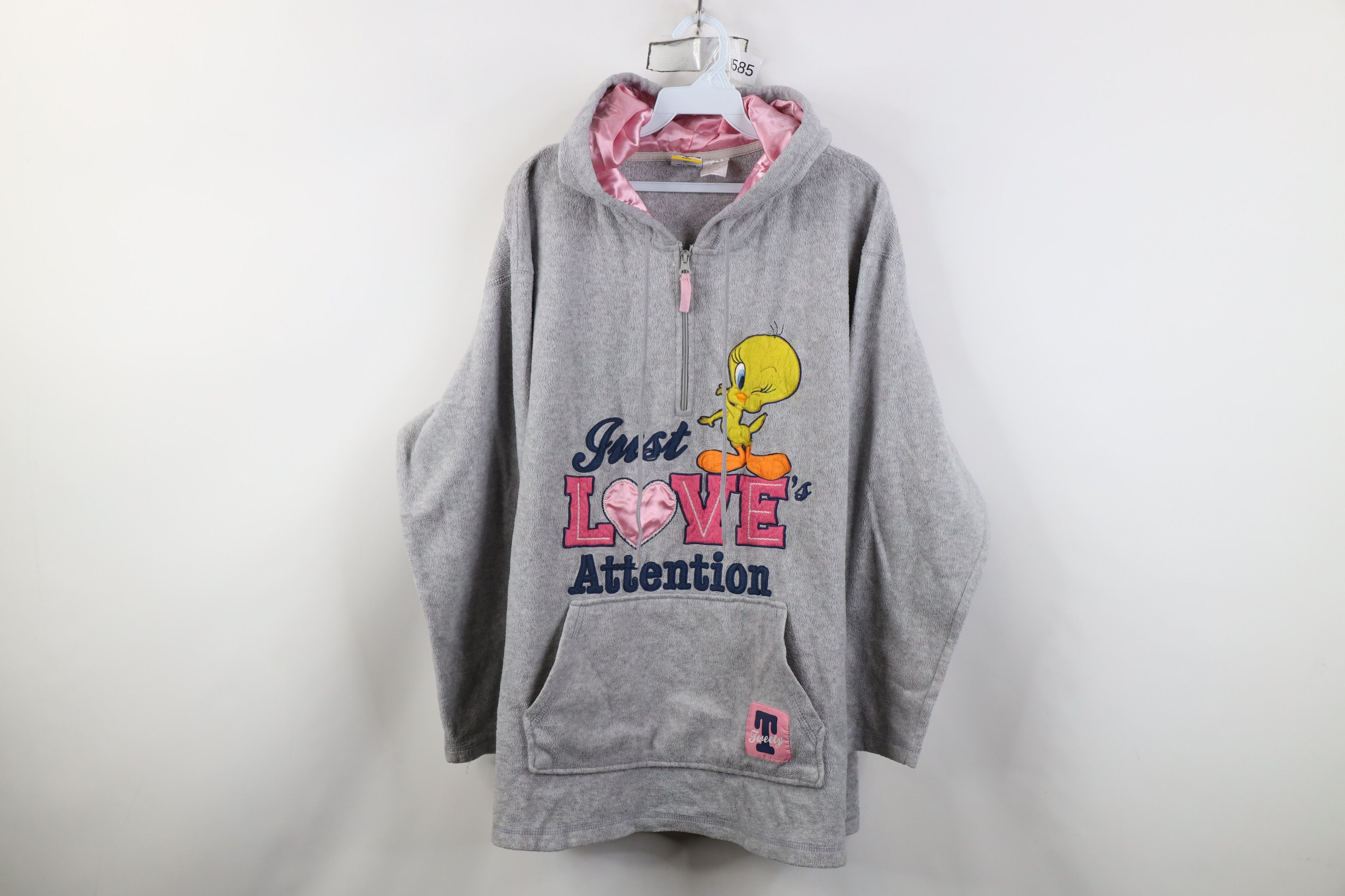 Vintage Vintage 90s Looney Tunes Tweety Bird Love Half Zip Hoodie Size 3XL / US 20-22 - 1 Thumbnail