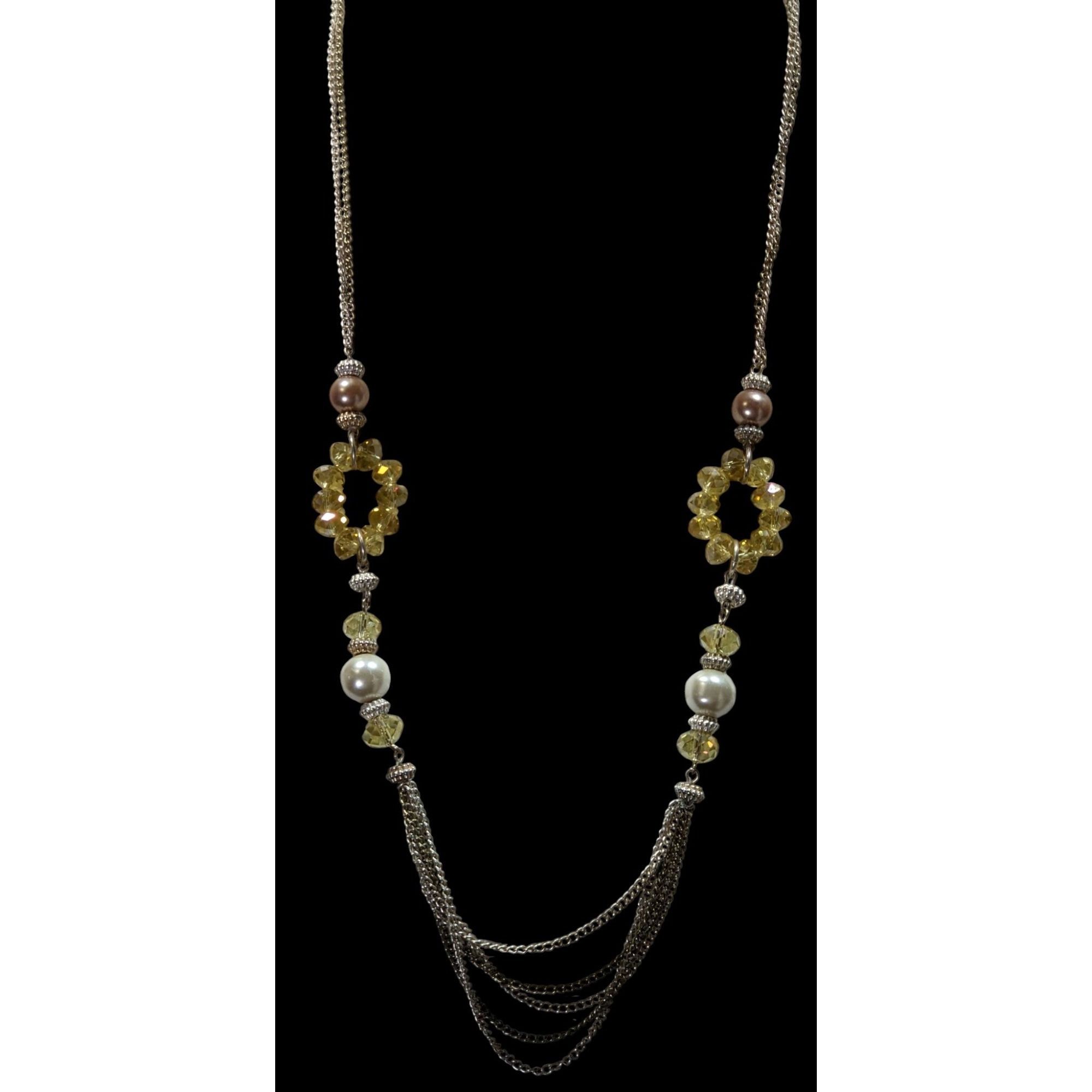 Other Y2K Glam Beaded Multistrand Yellow Glass And Faux Pearl Neck Size ONE SIZE - 5 Thumbnail