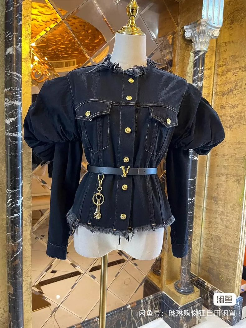Versace Court three-dimensional puff sleeve denim jacket