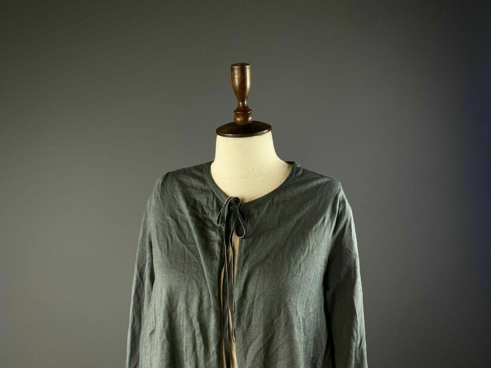 Designer Hemisphere Grey 100% Merino Wool Cardigan Sweater Size 36 Size M / US 6-8 / IT 42-44 - 2 Thumbnail