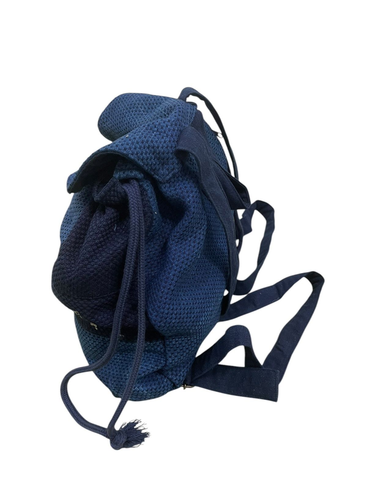 Handmade Indigo Blue Japan Craft Woven Sashiko Backpack Bag 1🟩5 Size ONE SIZE - 13 Thumbnail