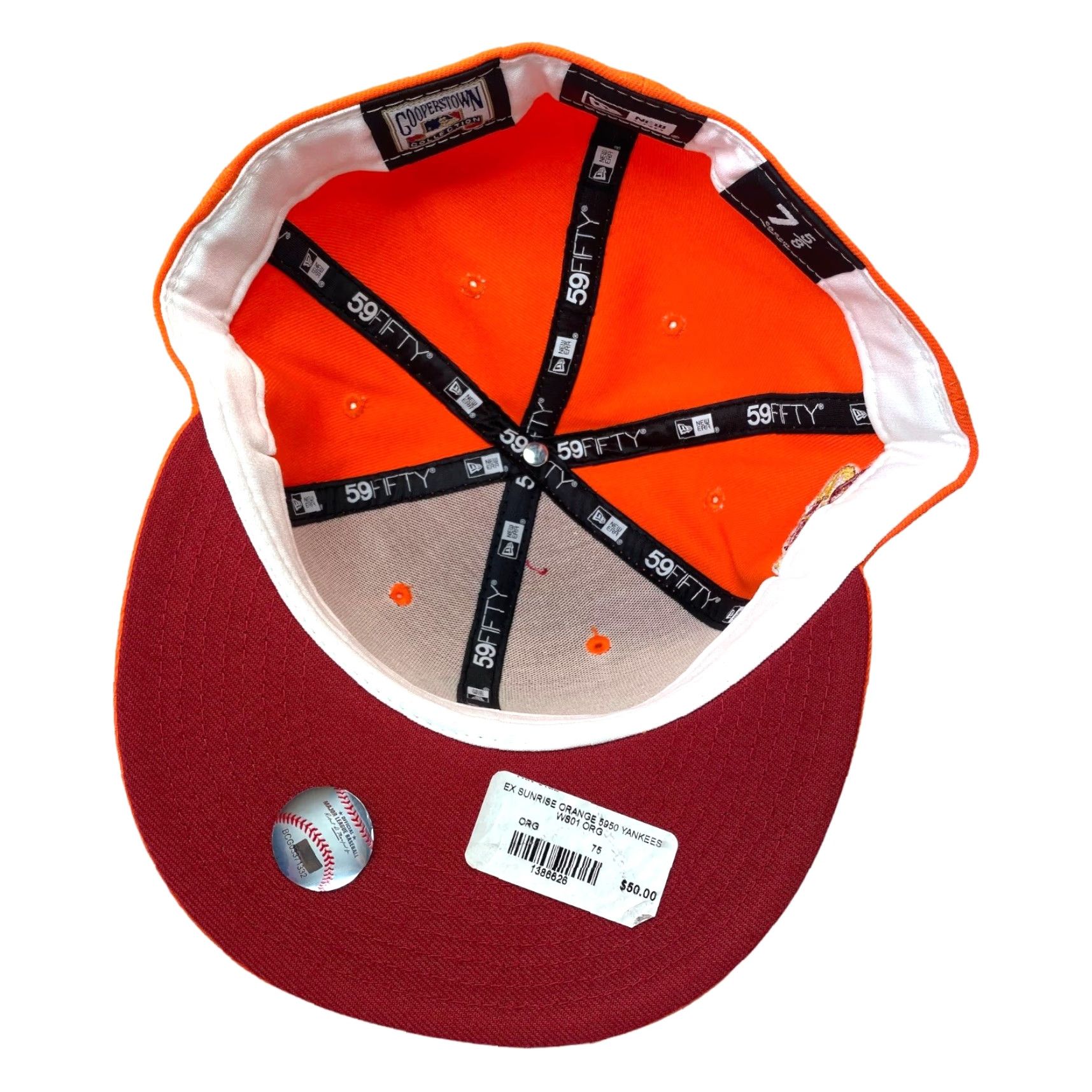 New Era HAT CLUB EXCLUSIVE NEW YORK YANKEES DAYBREAKERS ORANGE RED UV 2001 WS 7 5/8 NY Size ONE SIZE - 5 Thumbnail