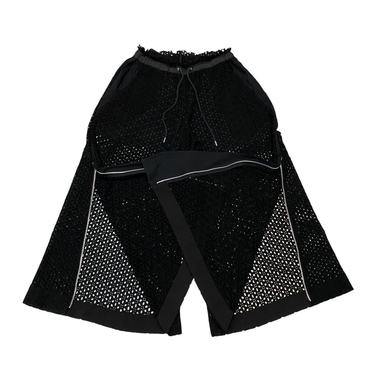 Sacai Sacai Mesh Black Wide-Leg Pants Size 30" / US 8 / IT 44 - 4 Thumbnail