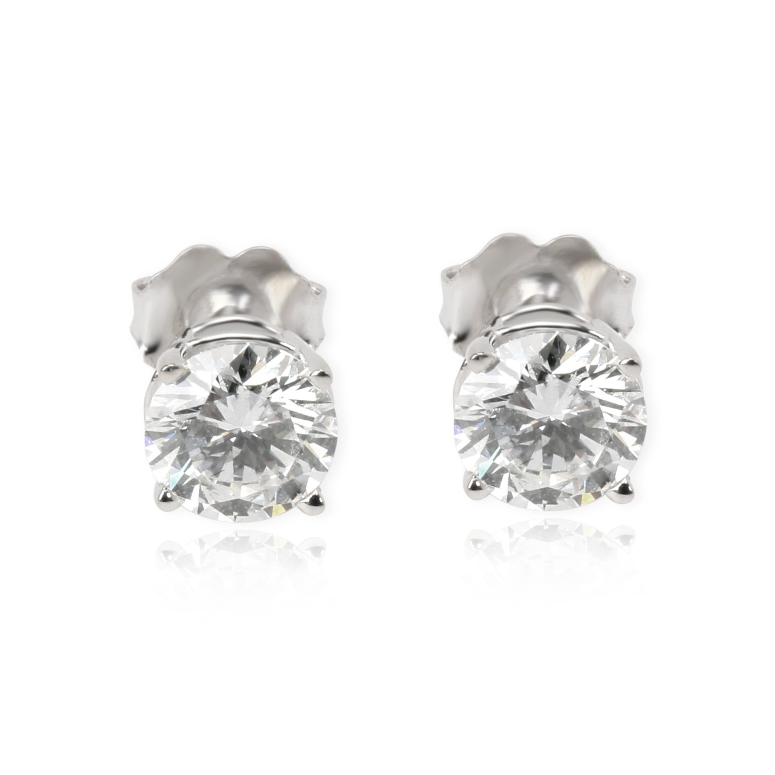 image of Gia Diamond Stud Earrings In 14K White Gold H Vs1 1.49 Ctw, Women's