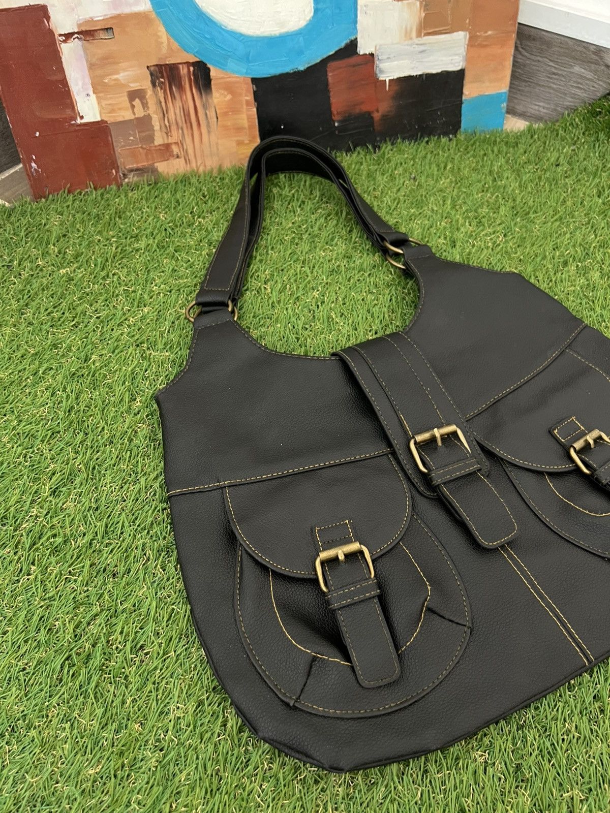 Japanese Brand Vintage Y2K Leather Crossbody Bag With Pockets Streetwear Size ONE SIZE - 3 Thumbnail