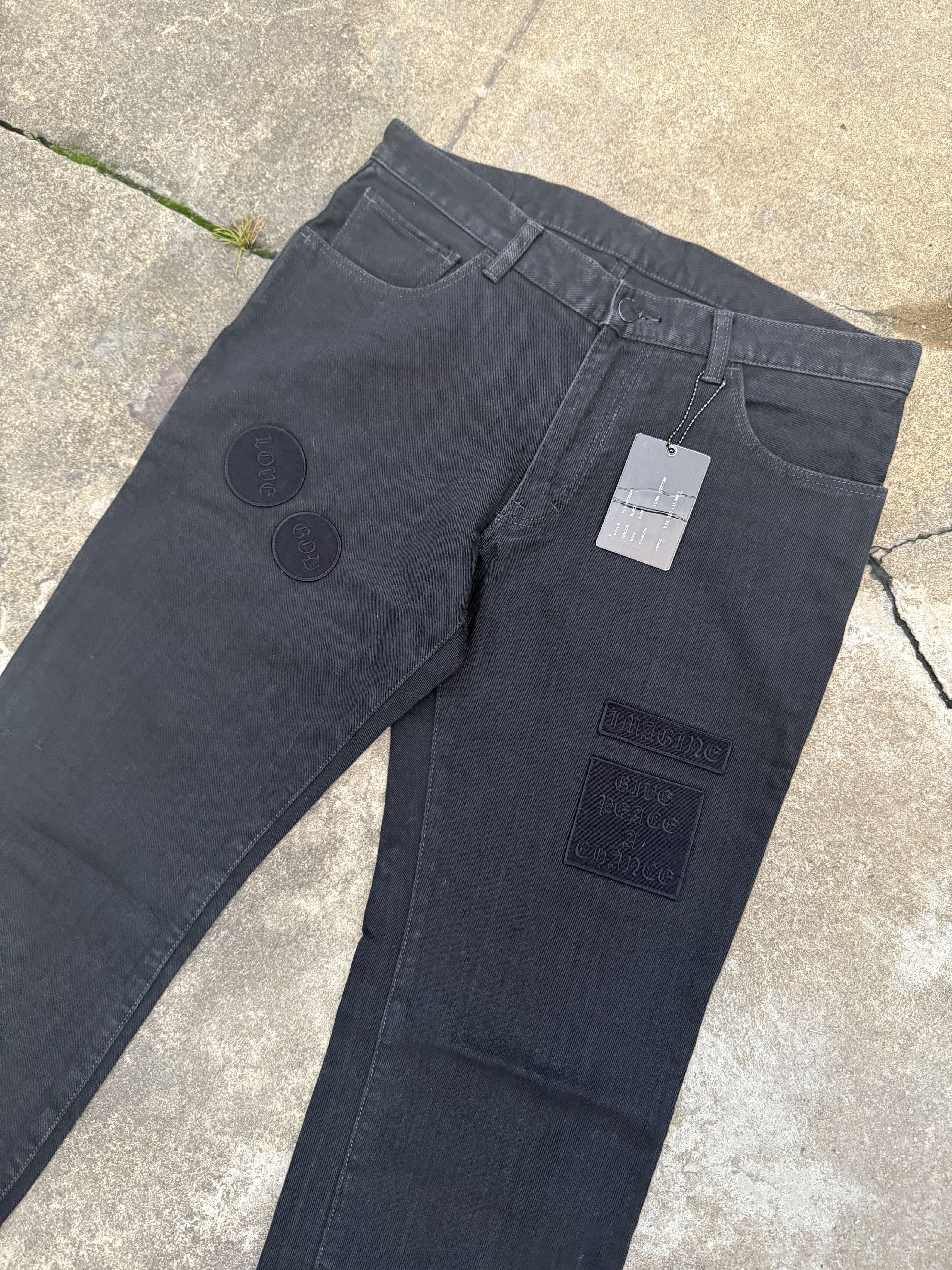 Number (N)ine AW04 "Give Peace A Chance" Patchwork Denim Size US 32 / EU 48 - 2 Thumbnail