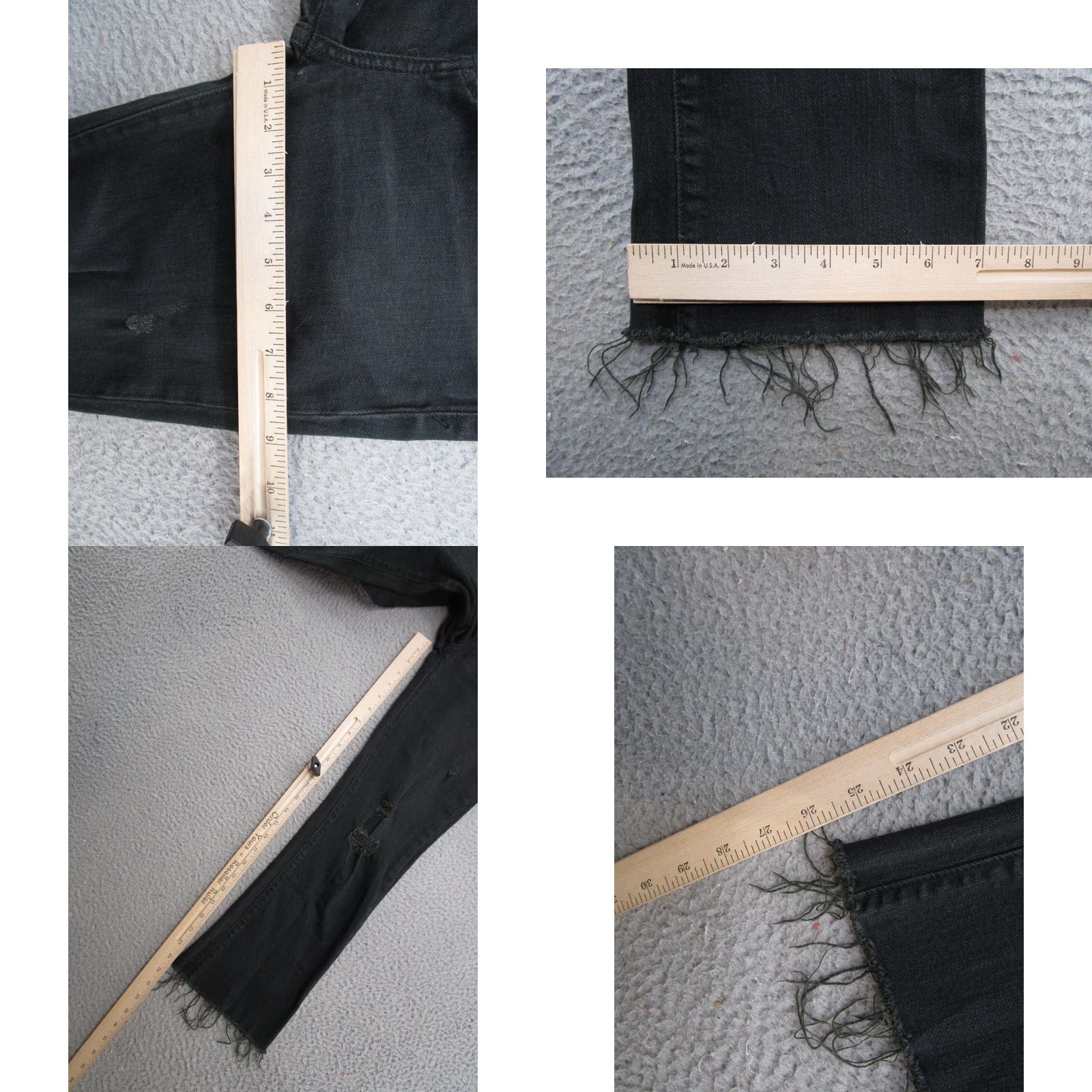 Denime DAZE Jeans Women Black Stretch Distressed Denim Size 25 Bootcut Raw Hem Size 42" / US 20 - 8 Thumbnail
