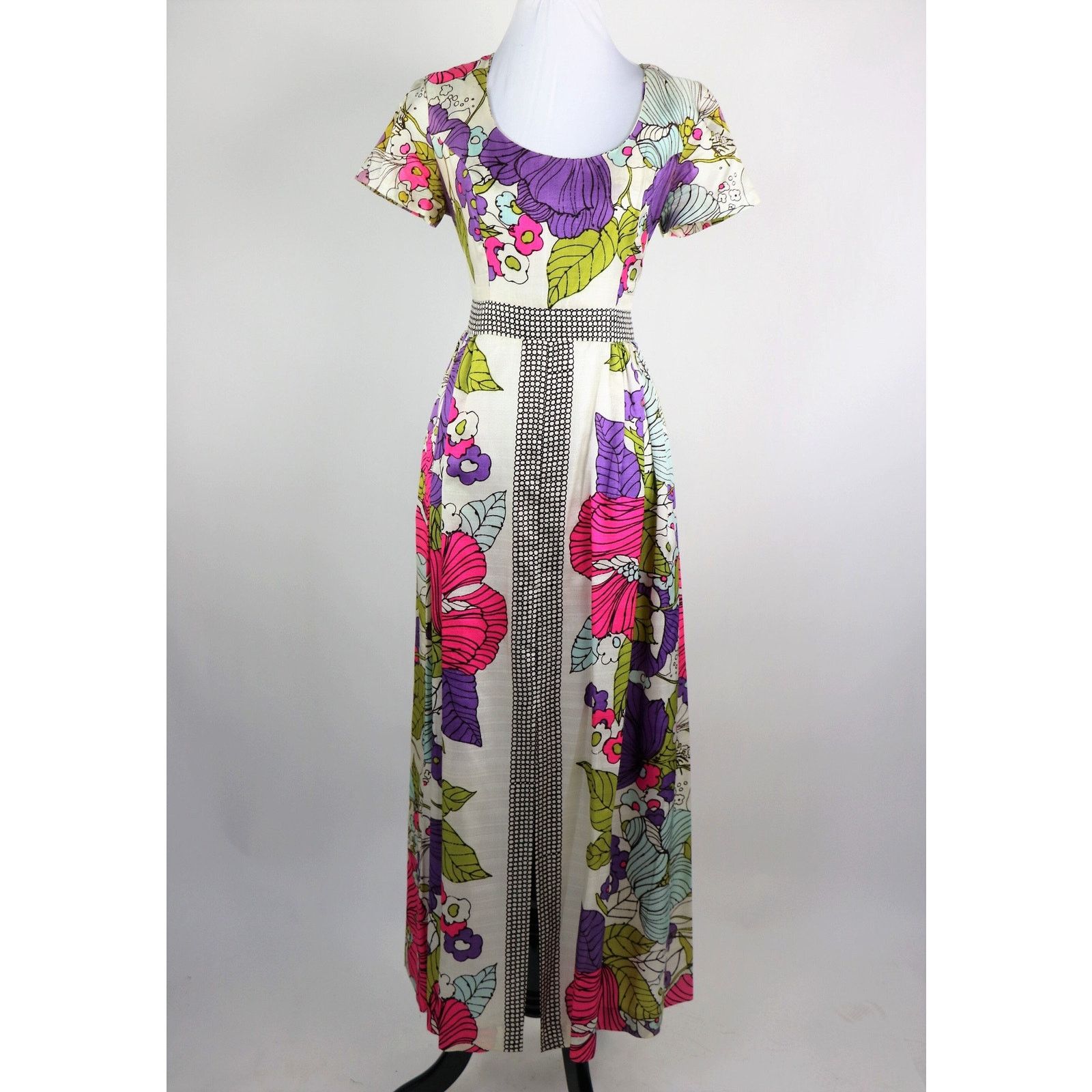 Vintage Vintage 1960s Keyloun Geometric Floral Print Maxi SM/Med Size S / US 4 / IT 40 - 3 Thumbnail