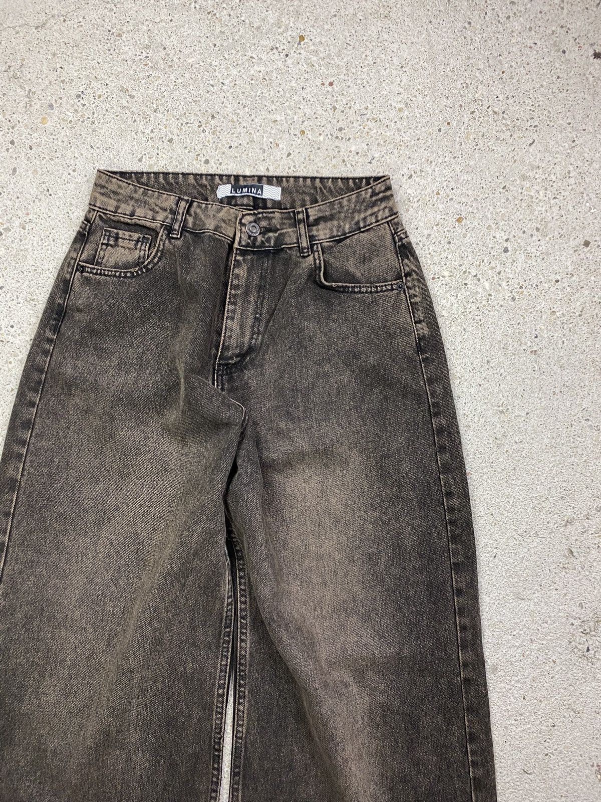 Vintage Lumina denim jeans brown autumn grey wide leg baggy fit Size 28" / US 6 / IT 42 - 4 Thumbnail