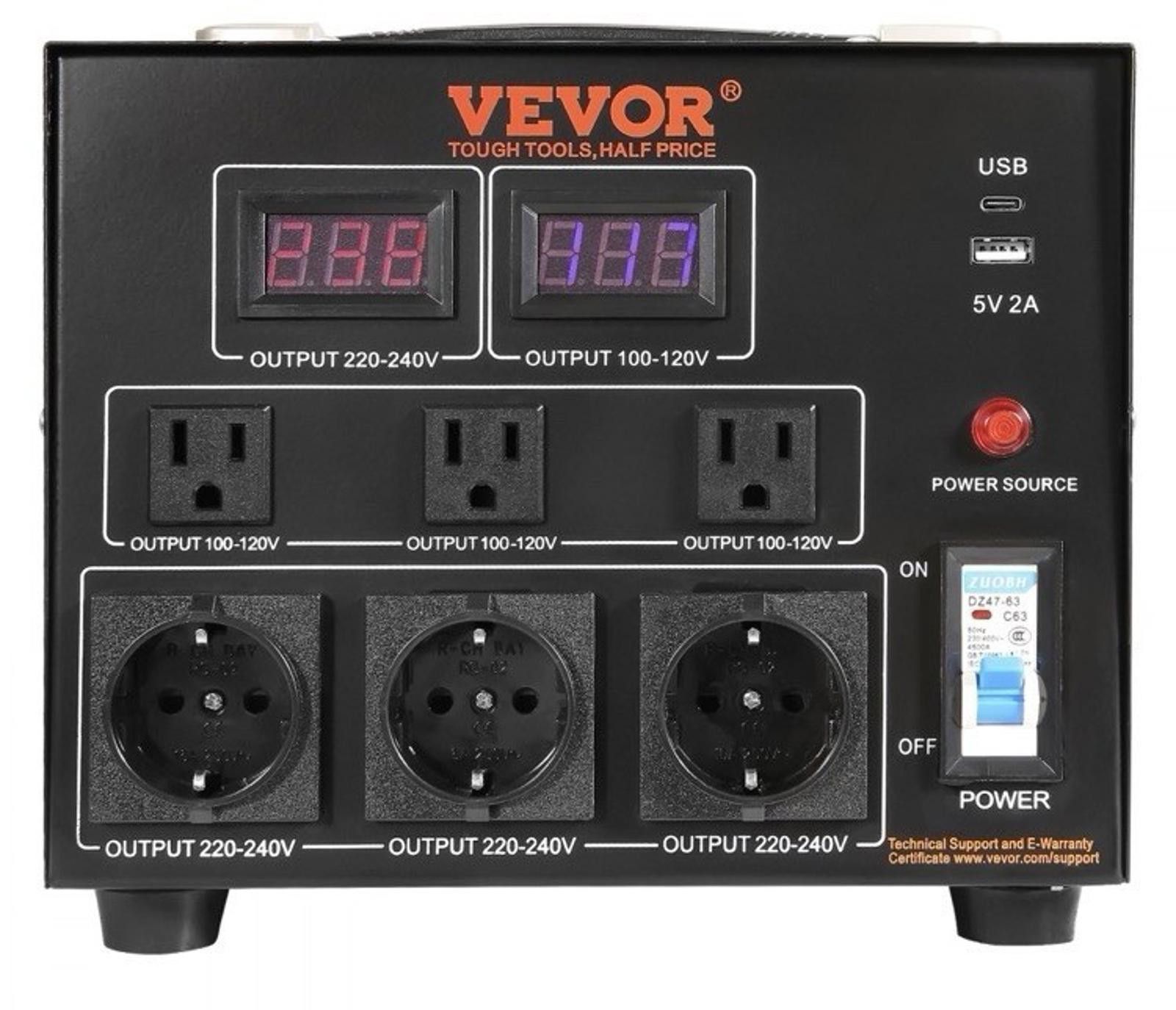 Other 5000W Voltage Converter Up/Down 220V 110V 110V 220V VEVOR Size ONE SIZE - 9 Thumbnail