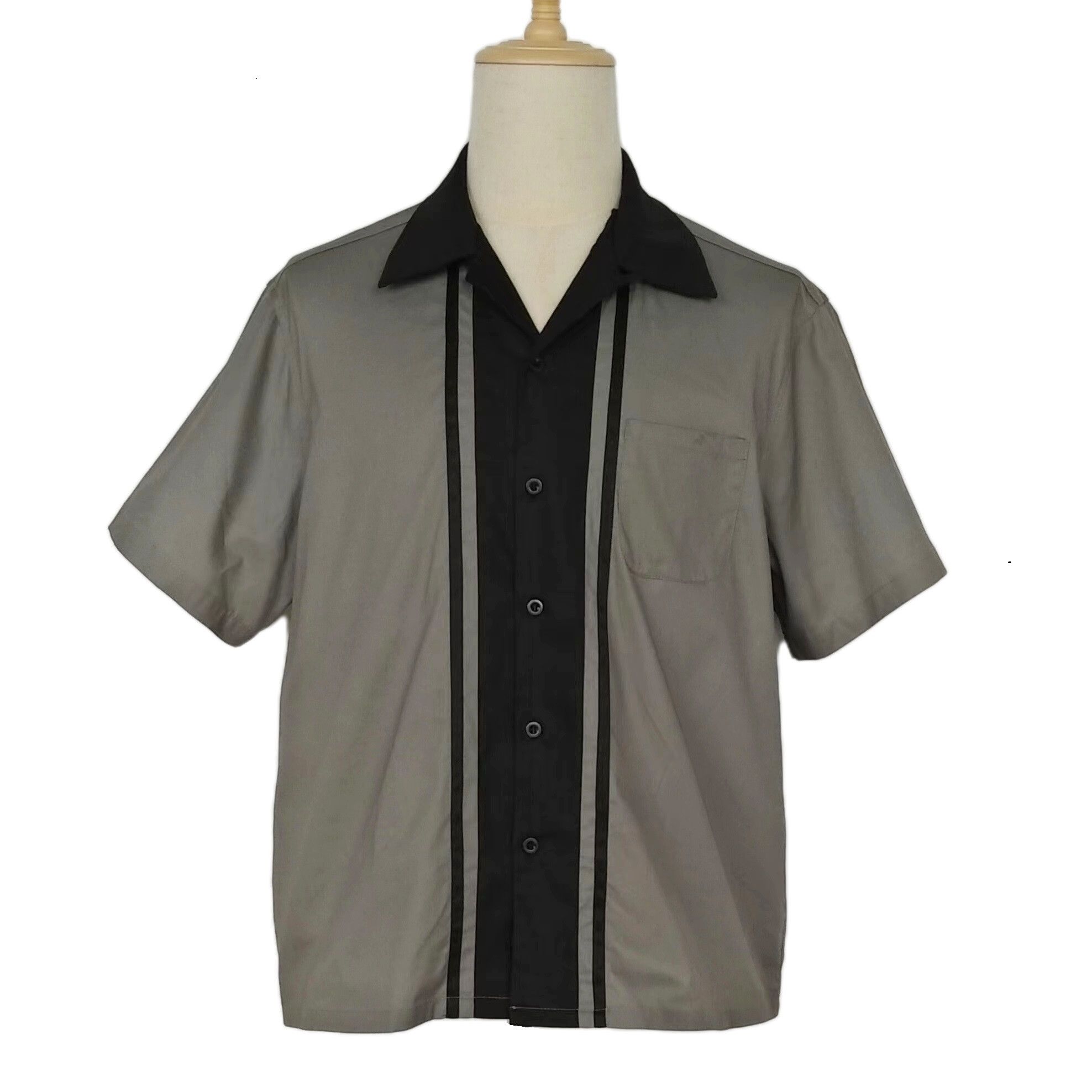 Other Men Shirts Casual Style Cotton Bowling Shirt Gray Size US XXL / EU 58 / 5 - 1 Thumbnail